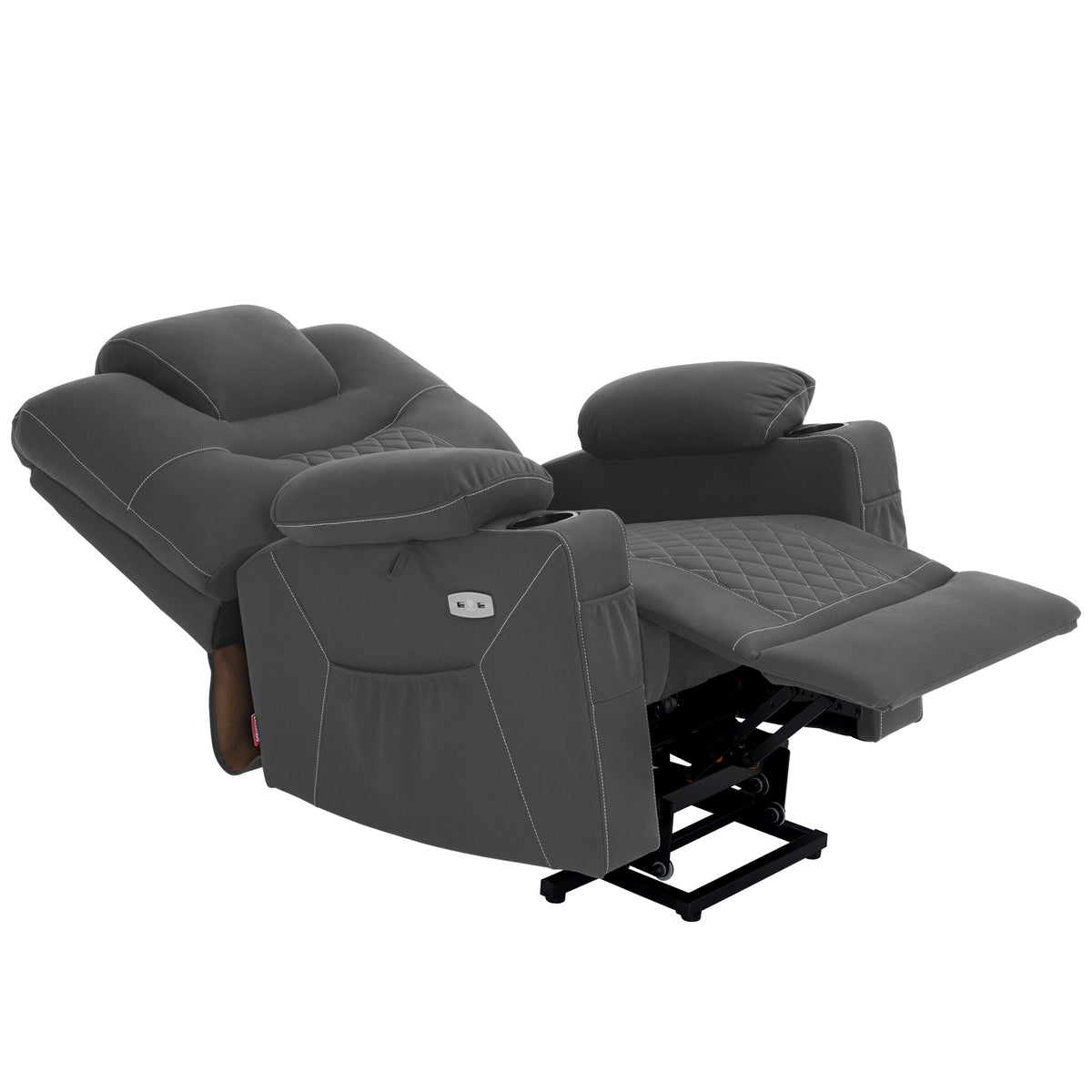 MCombo Sillón reclinable eléctrico con elevador, función de reclinación, masaje y calefacción, 2 motores, ideal para personas mayores en la sala de estar, tapizado en microfibra, 7565