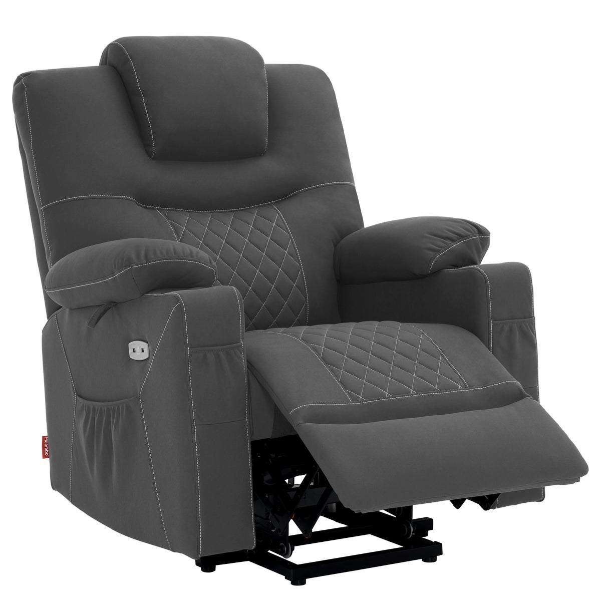 MCombo Sillón reclinable eléctrico con elevador, función de reclinación, masaje y calefacción, 2 motores, ideal para personas mayores en la sala de estar, tapizado en microfibra, 7565