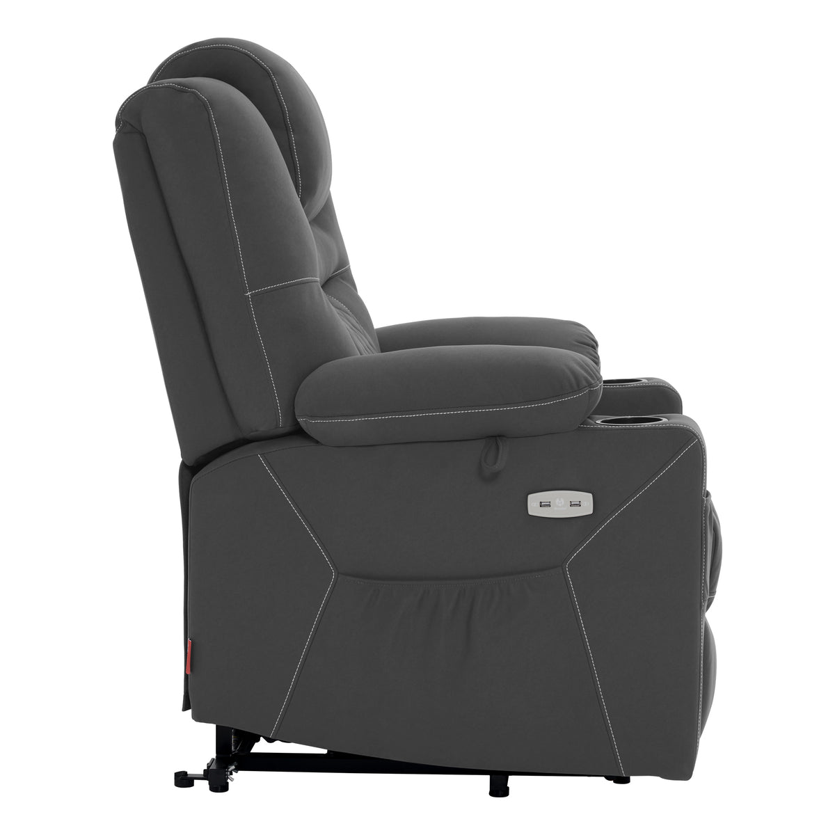 MCombo Sillón reclinable eléctrico con elevador, función de reclinación, masaje y calefacción, 2 motores, ideal para personas mayores en la sala de estar, tapizado en microfibra, 7565