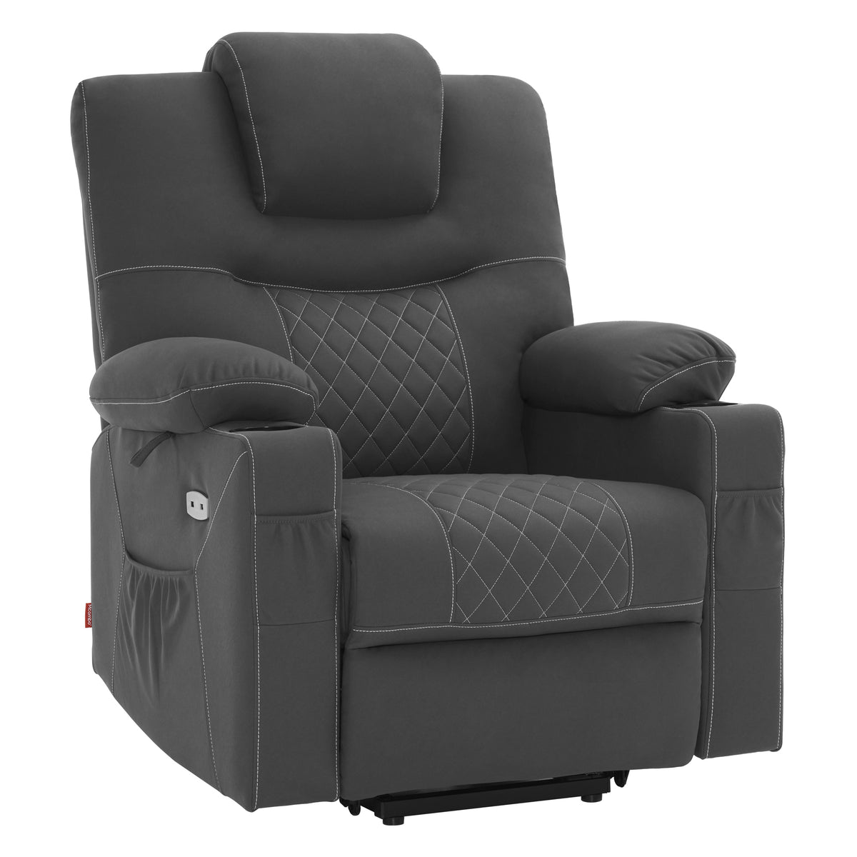 MCombo Sillón reclinable eléctrico con elevador, función de reclinación, masaje y calefacción, 2 motores, ideal para personas mayores en la sala de estar, tapizado en microfibra, 7565
