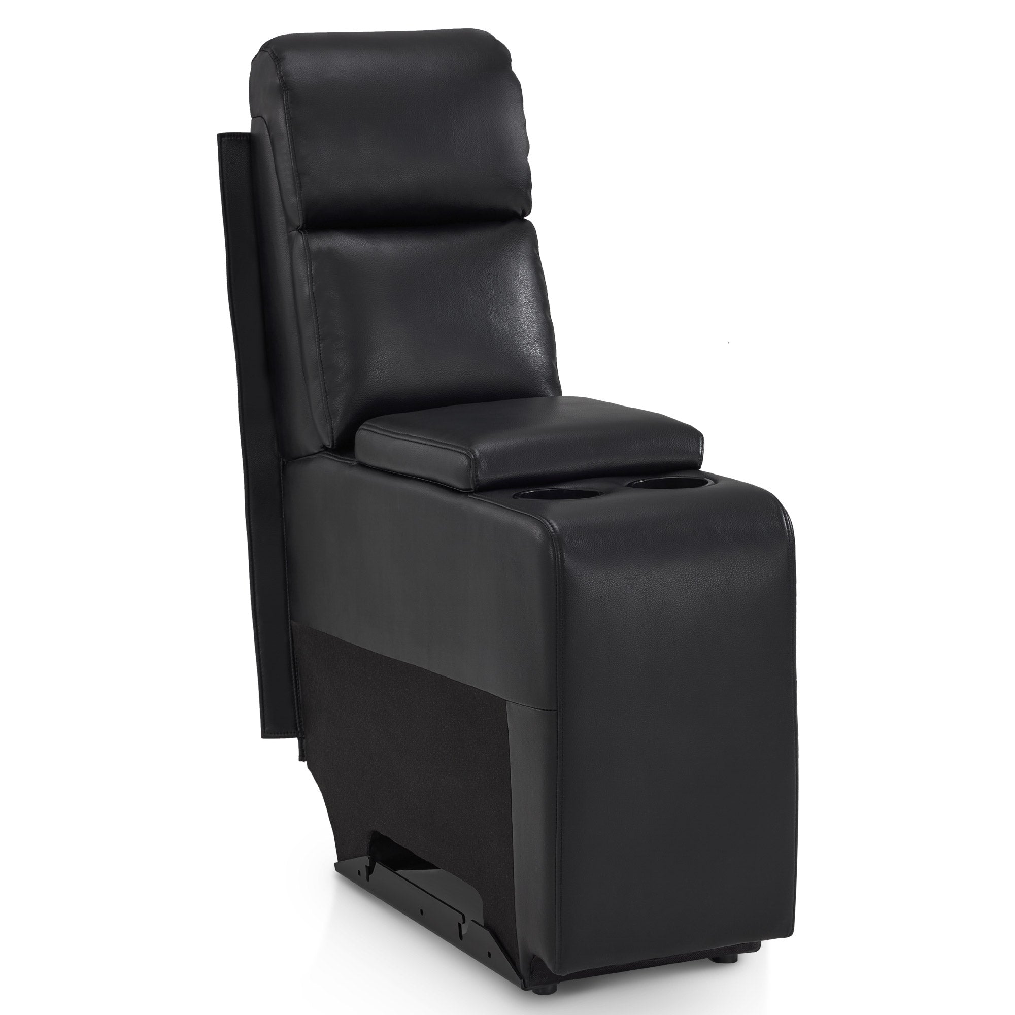 MCombo Consolle per poltrone da cinema a 2 posti 7705, con vano portaoggetti e portabicchieri, accessorio per divano, ricambio per poltrona TV 7705CA (similpelle, nera)