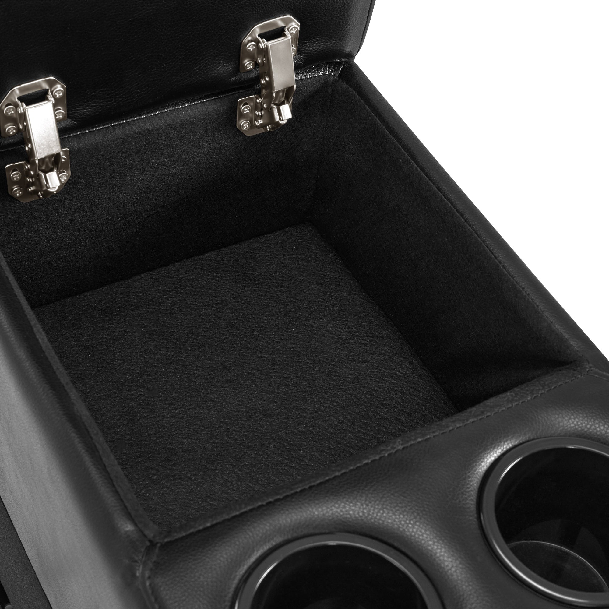 MCombo Consolle per poltrone da cinema a 2 posti 7705, con vano portaoggetti e portabicchieri, accessorio per divano, ricambio per poltrona TV 7705CA (similpelle, nera)