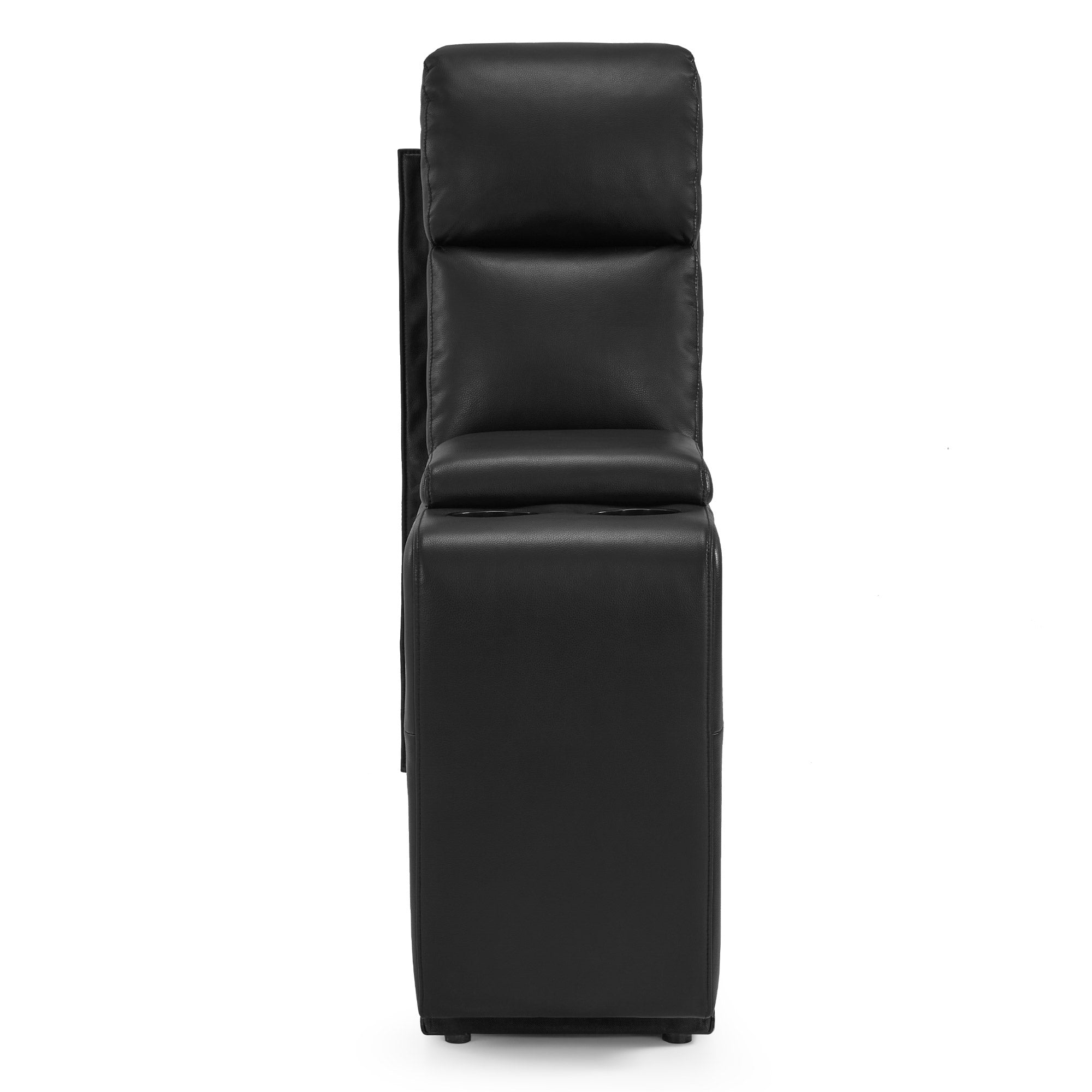 MCombo Consolle per poltrone da cinema a 2 posti 7705, con vano portaoggetti e portabicchieri, accessorio per divano, ricambio per poltrona TV 7705CA (similpelle, nera)