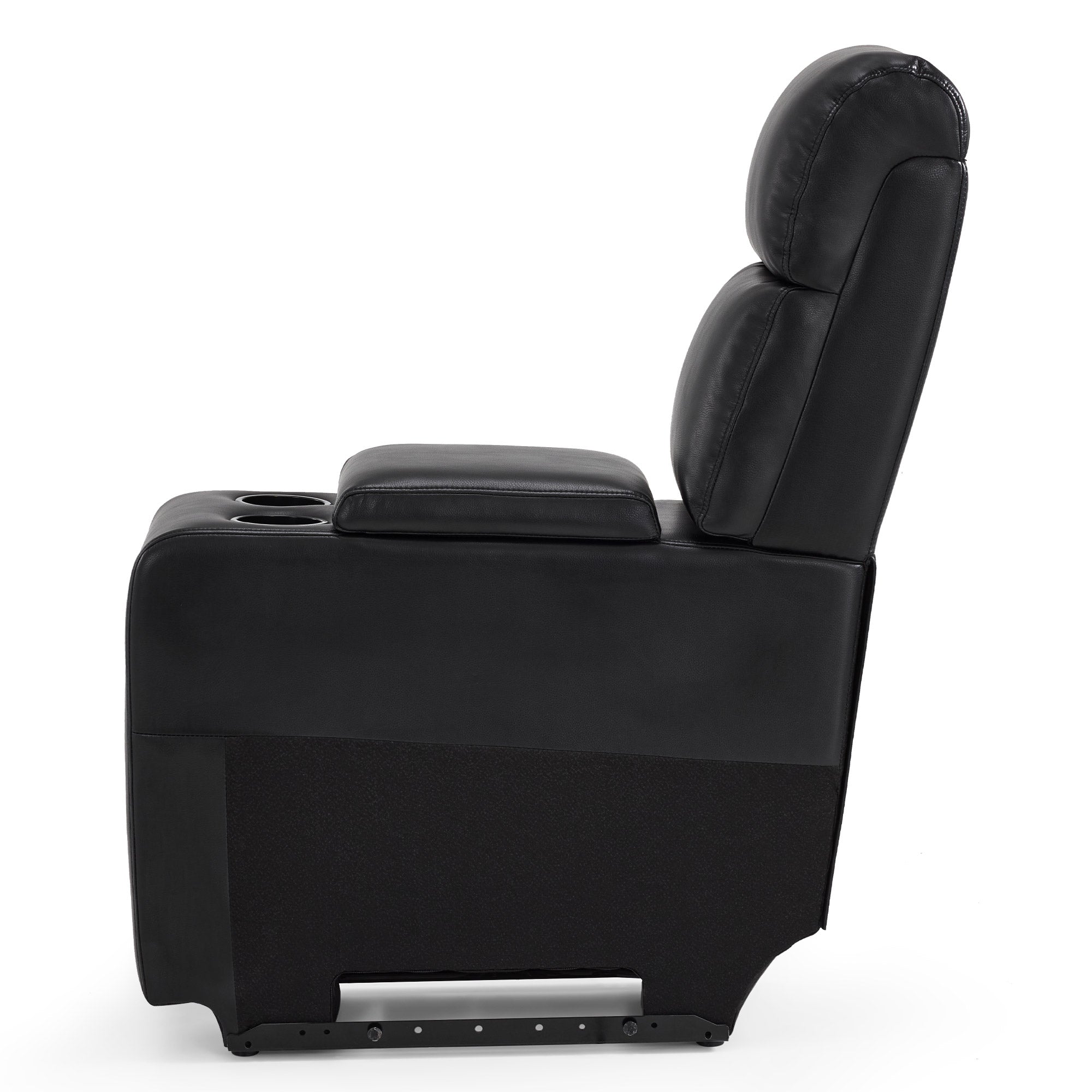 MCombo Consolle per poltrone da cinema a 2 posti 7705, con vano portaoggetti e portabicchieri, accessorio per divano, ricambio per poltrona TV 7705CA (similpelle, nera)