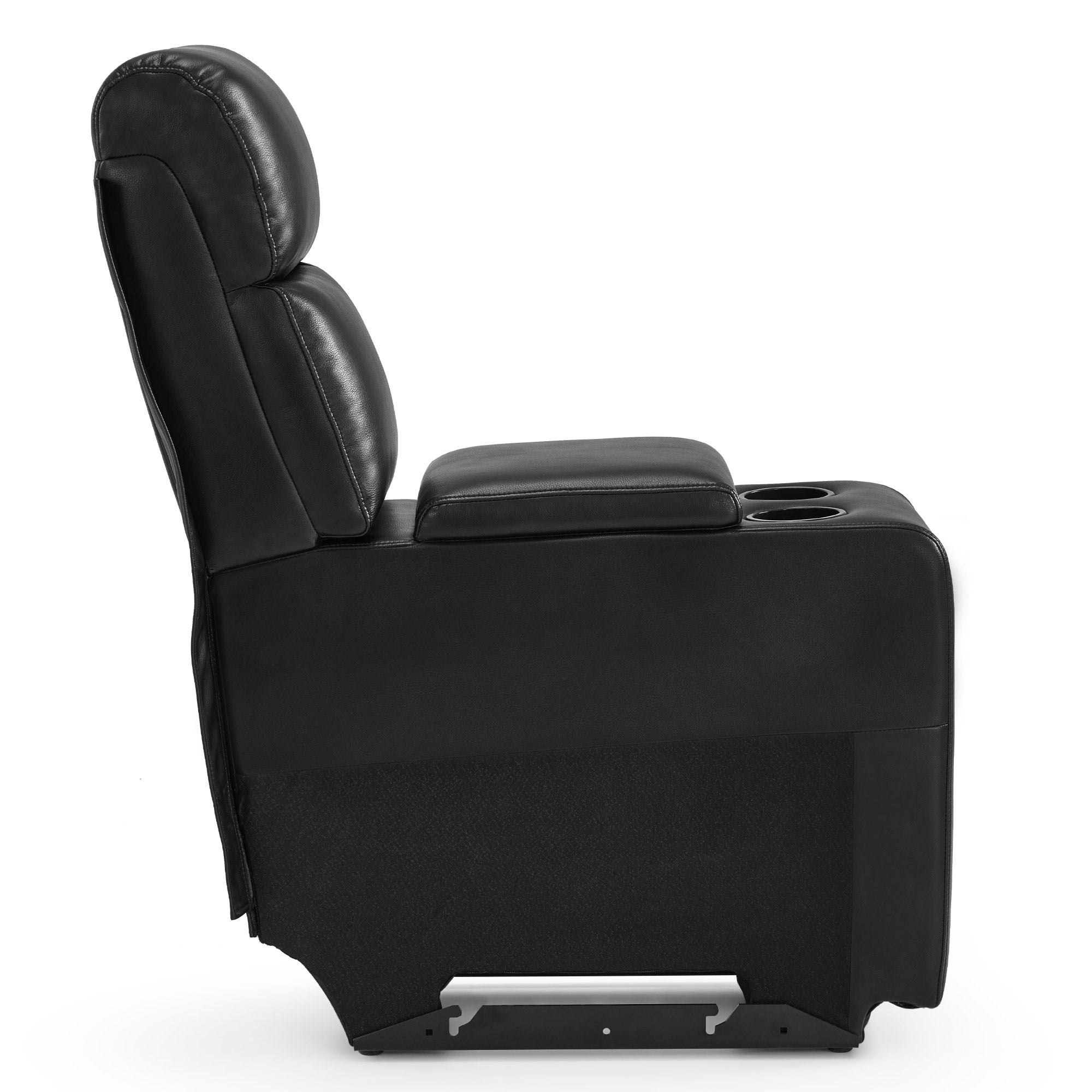 MCombo Consolle per poltrone da cinema a 2 posti 7705, con vano portaoggetti e portabicchieri, accessorio per divano, ricambio per poltrona TV 7705CA (similpelle, nera)