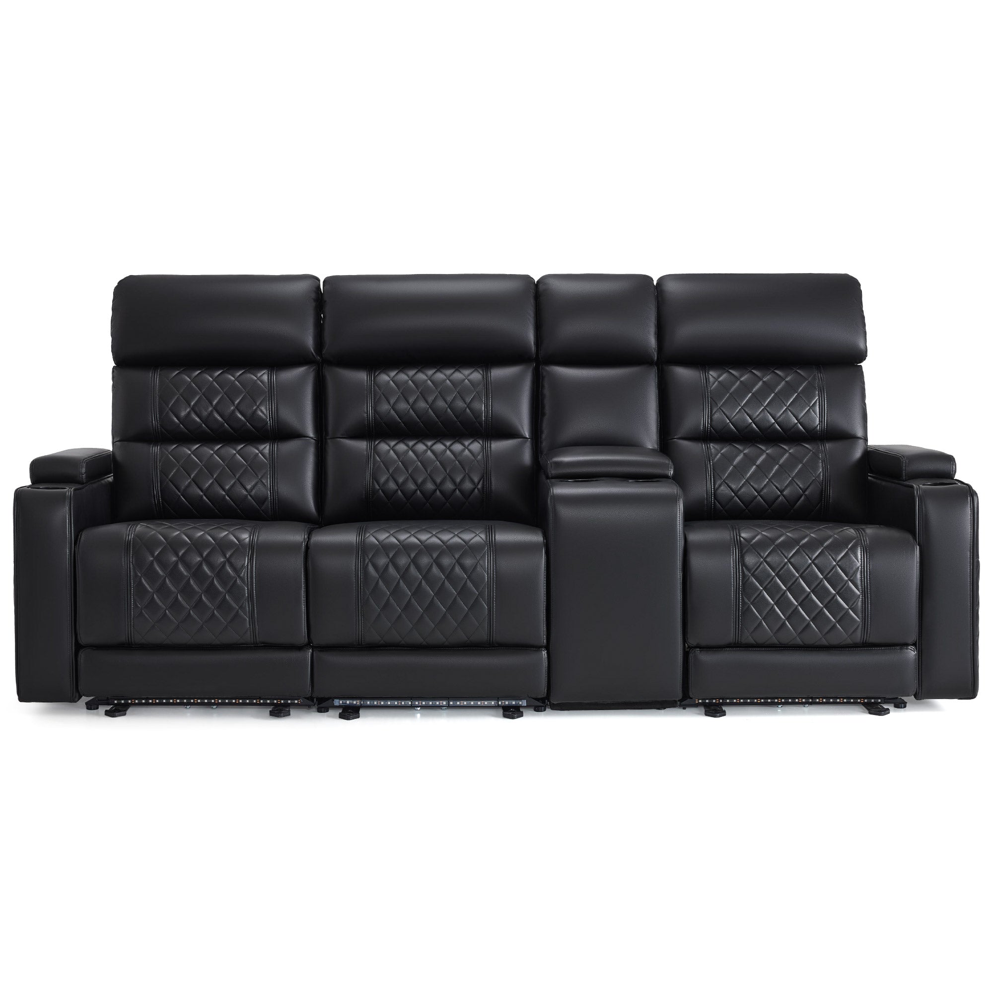 M MCombo Sofazubehör vervangonderdeel middenzit voor 2-zits televisie fauteuil elektrisch verstelbaar 7705M1/M2, verstelbare hoofdsteun (kunstleer, zwart)