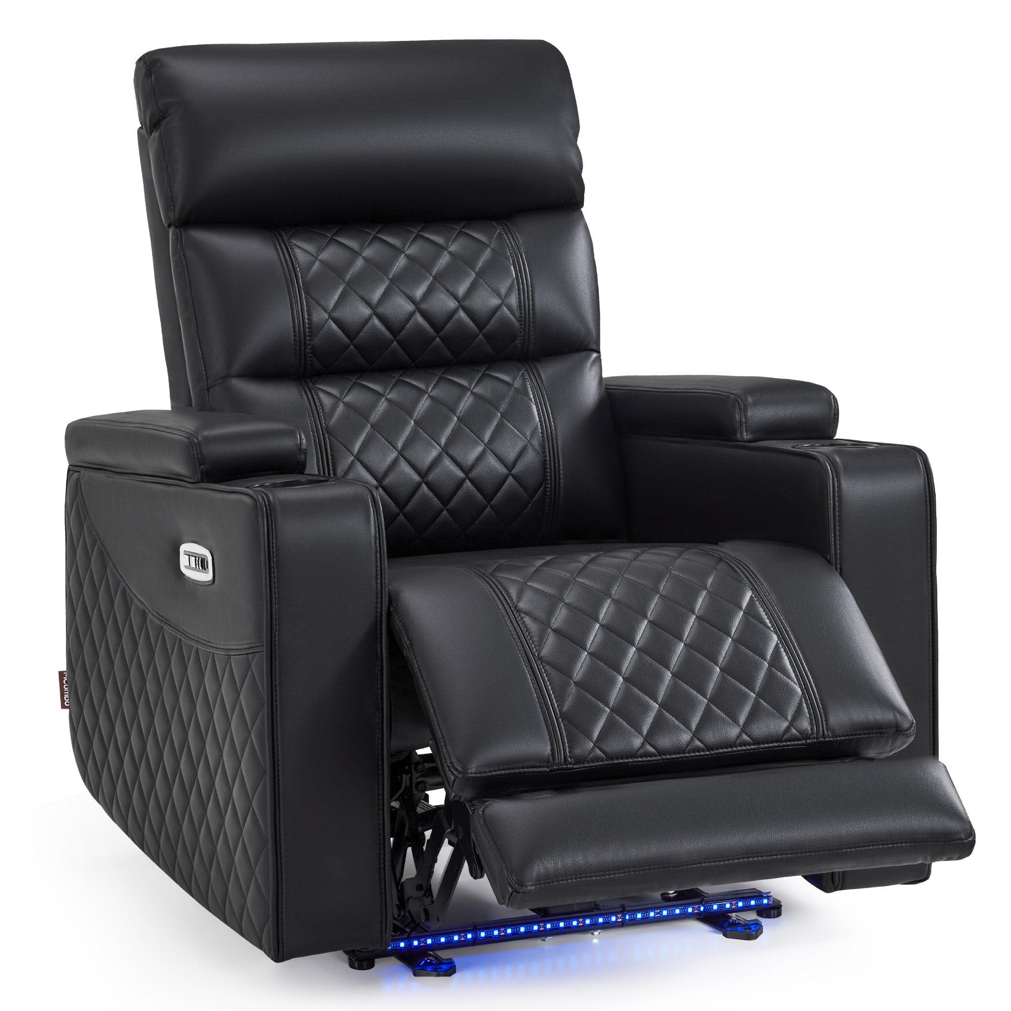 M MCombo Poltrona TV reclinabile elettrica (disponibile in versione a 1, 2 o 3 posti), poltrona cinema "Zero-Gravity" con luci LED, poggiatesta regolabile e cuscino di seduta in schiuma ad alta densità (35D) – Modelli 7759/7705 (Nero)