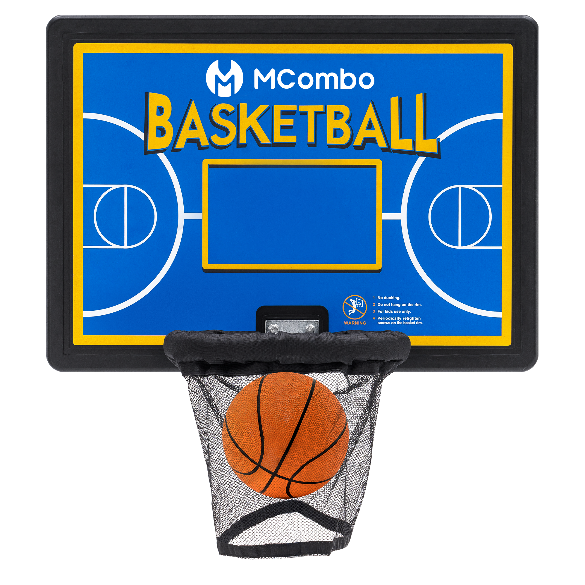 M MCombo Trampolin Basketballkorf Buiten, Trampolin Accessoires Set, Basketballkorf Trampolin Kinderen, Mini Basketballkorf voor Trampolin Backboard+Basketbal+Ring+Net+Ballpomp BH07 (Blauw / Rood)