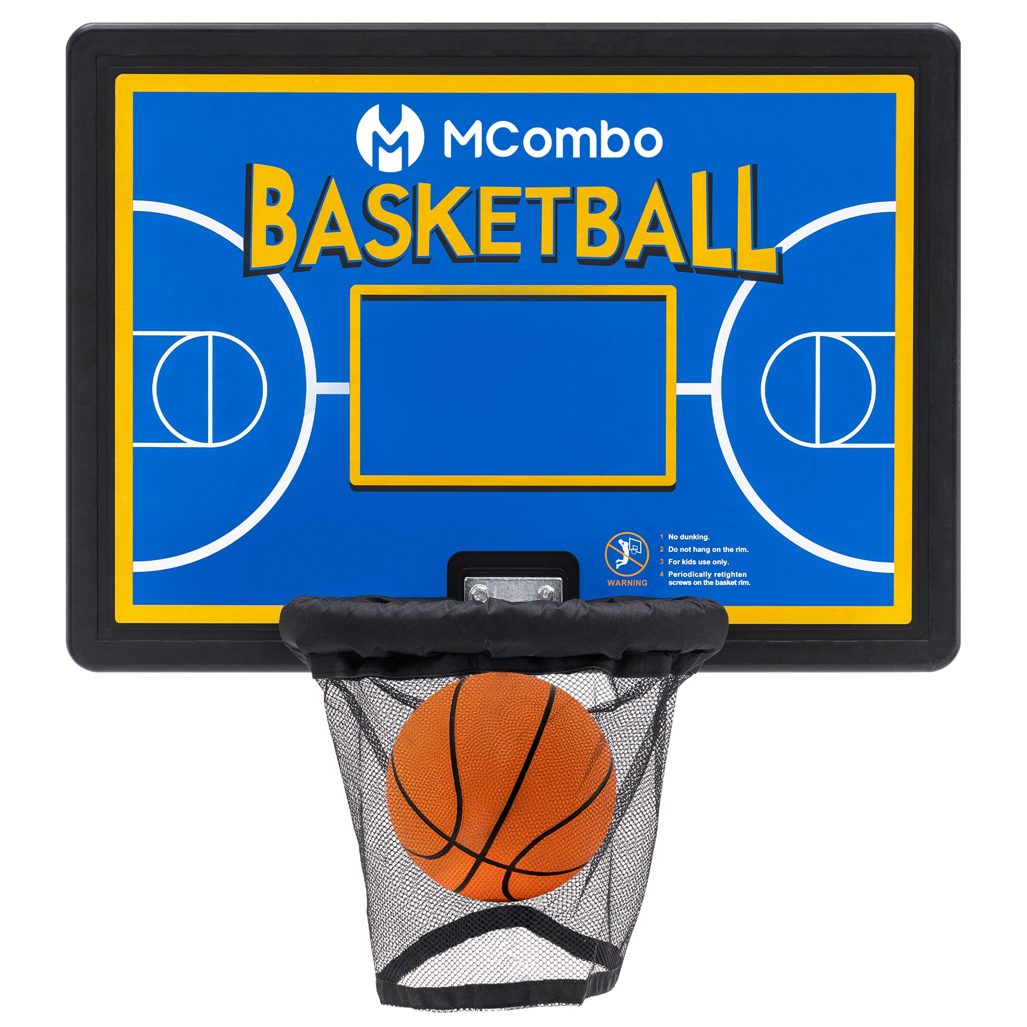 M MCombo Trampolin Basketballkorf Buiten, Trampolin Accessoires Set, Basketballkorf Trampolin Kinderen, Mini Basketballkorf voor Trampolin Backboard+Basketbal+Ring+Net+Ballpomp BH07 (Blauw / Rood)