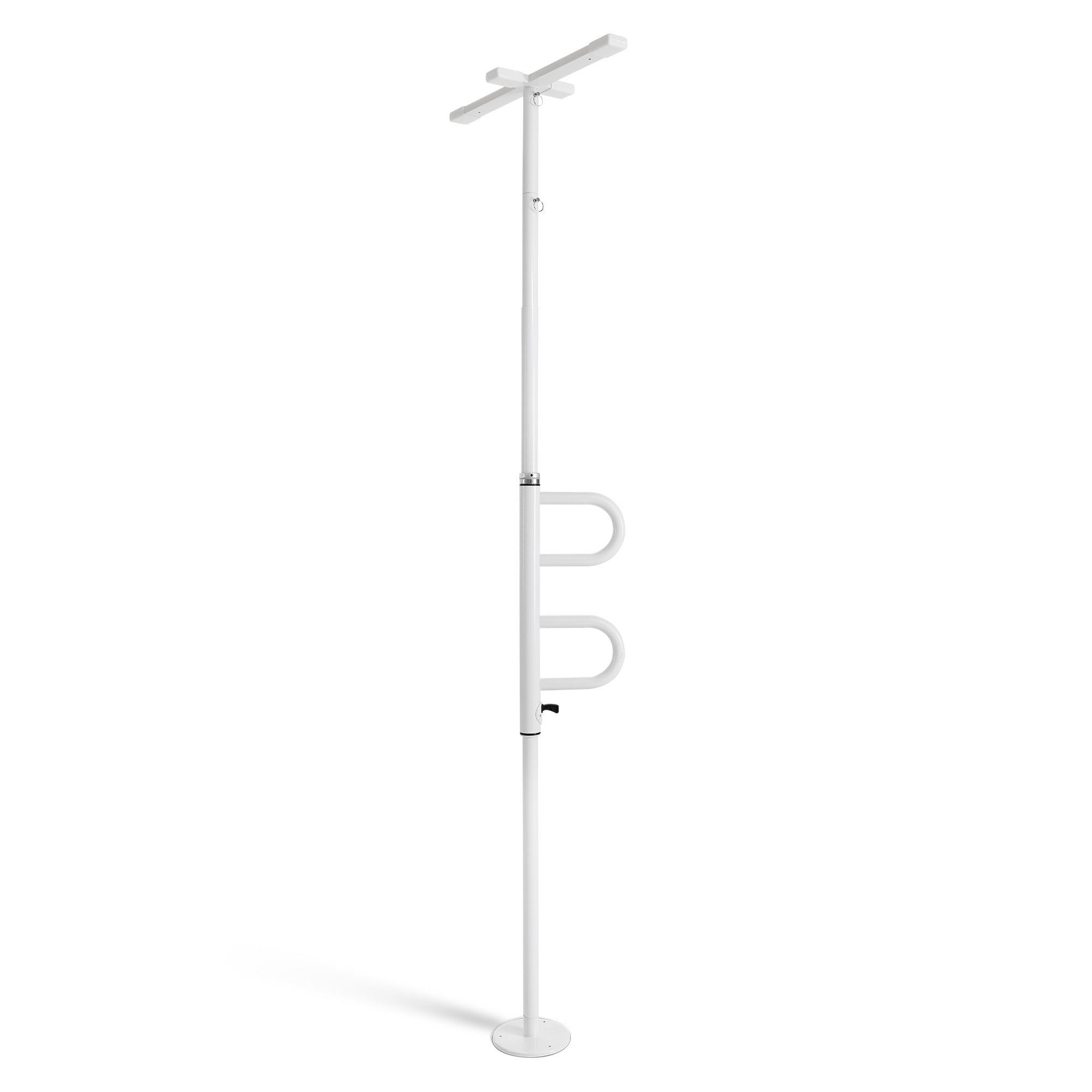 M Mcombo veiligheidsstang 205-300CM hoogteverstelbaar, met 2 draaibare handgrepen, steunstang van de vloer tot het plafond, opstaanhulp voor senioren & toilet 136kg draagbaar TD01CW (Wit)
