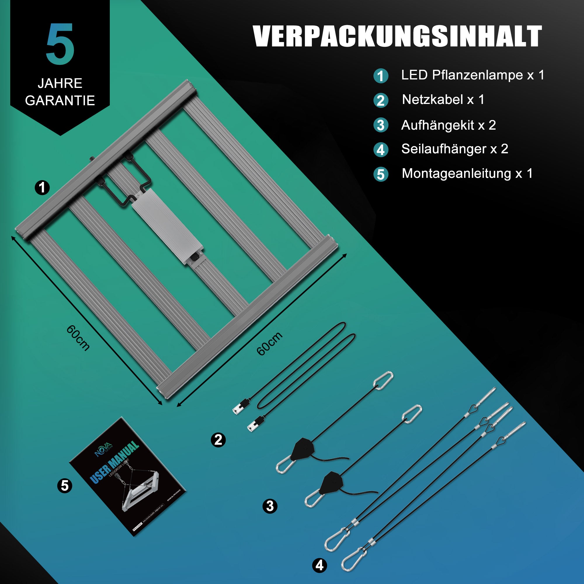 NovaGrove Plantenlamp LED Volledig Spectrum IR, 320W Kweeklamp voor Kweekbox 90x90cm, Kweeklicht met Dimbaar & Daisy Chain, PR32