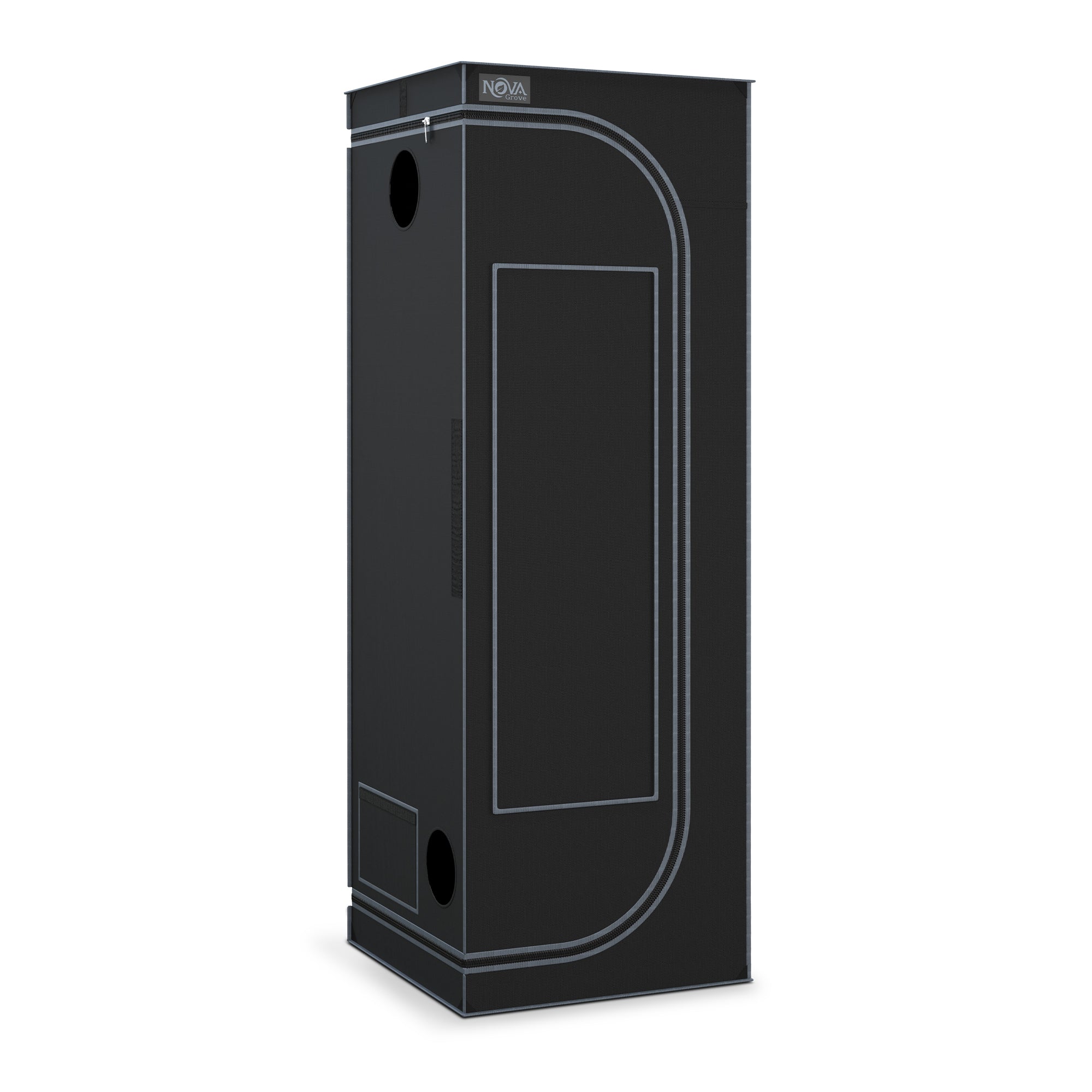 NovaGrove Growzelt, Growbox met 1680D robuuste en waterdichte buitenlaag, hoogreflecterende aluminium binnenbekleding, kweektent met groot kijkvenster en bodembak, A06/A09/A12 (Zwart)