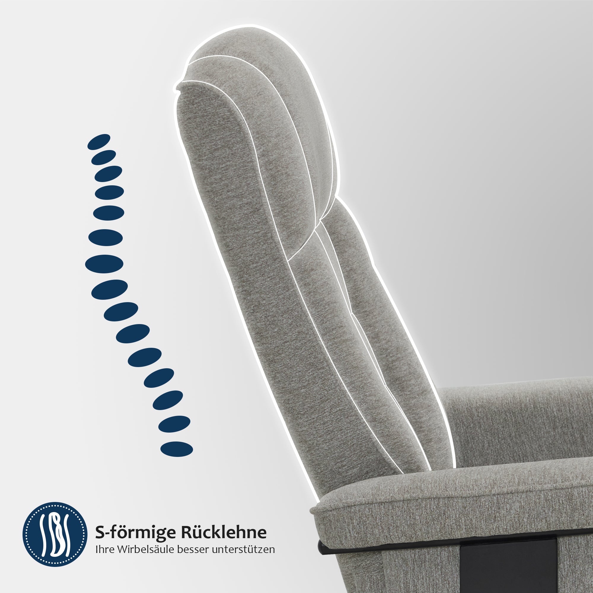 MCombo Poltrona relax con poggiapiedi, poltrona TV girevole a 360° con funzione reclinabile, poltrona TV con portata massima di 120 kg, moderna poltrona lounge per soggiorno, 9019