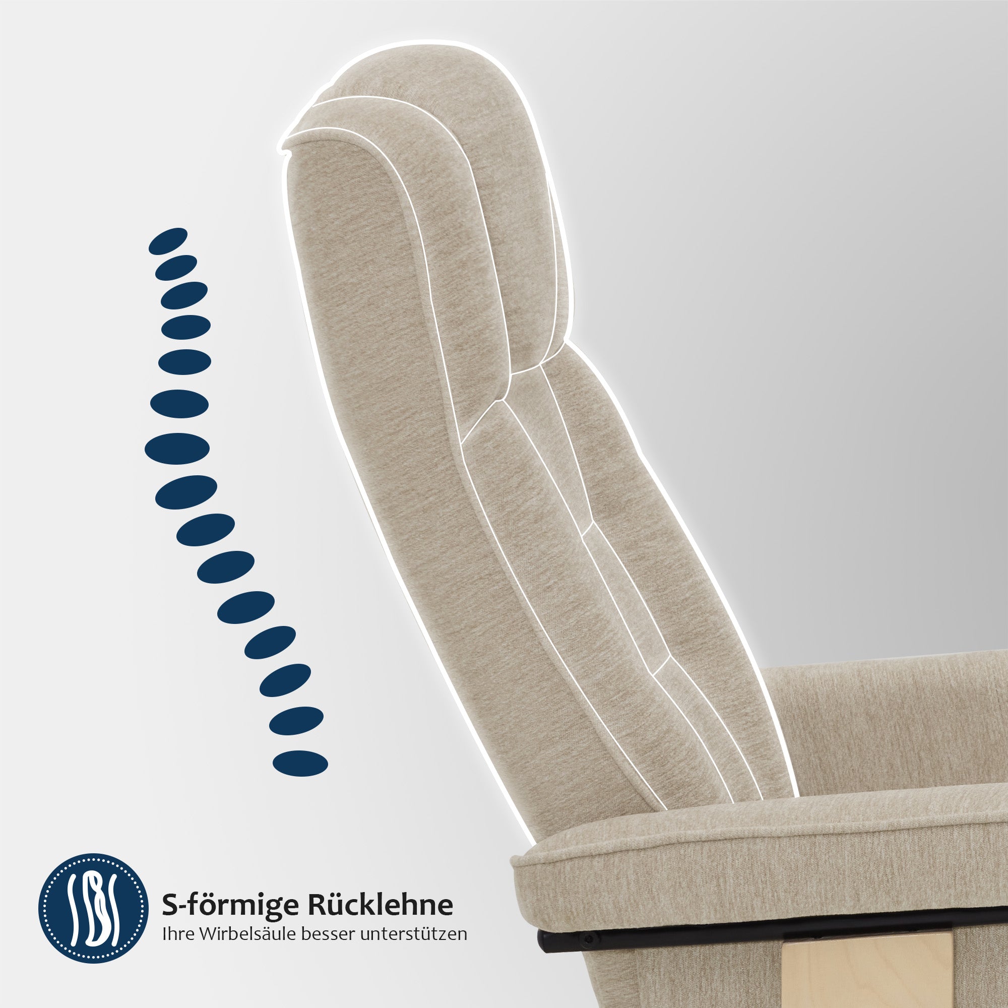 MCombo Poltrona relax con poggiapiedi, poltrona TV girevole a 360° con funzione reclinabile, poltrona TV con portata massima di 120 kg, moderna poltrona lounge per soggiorno, 9019