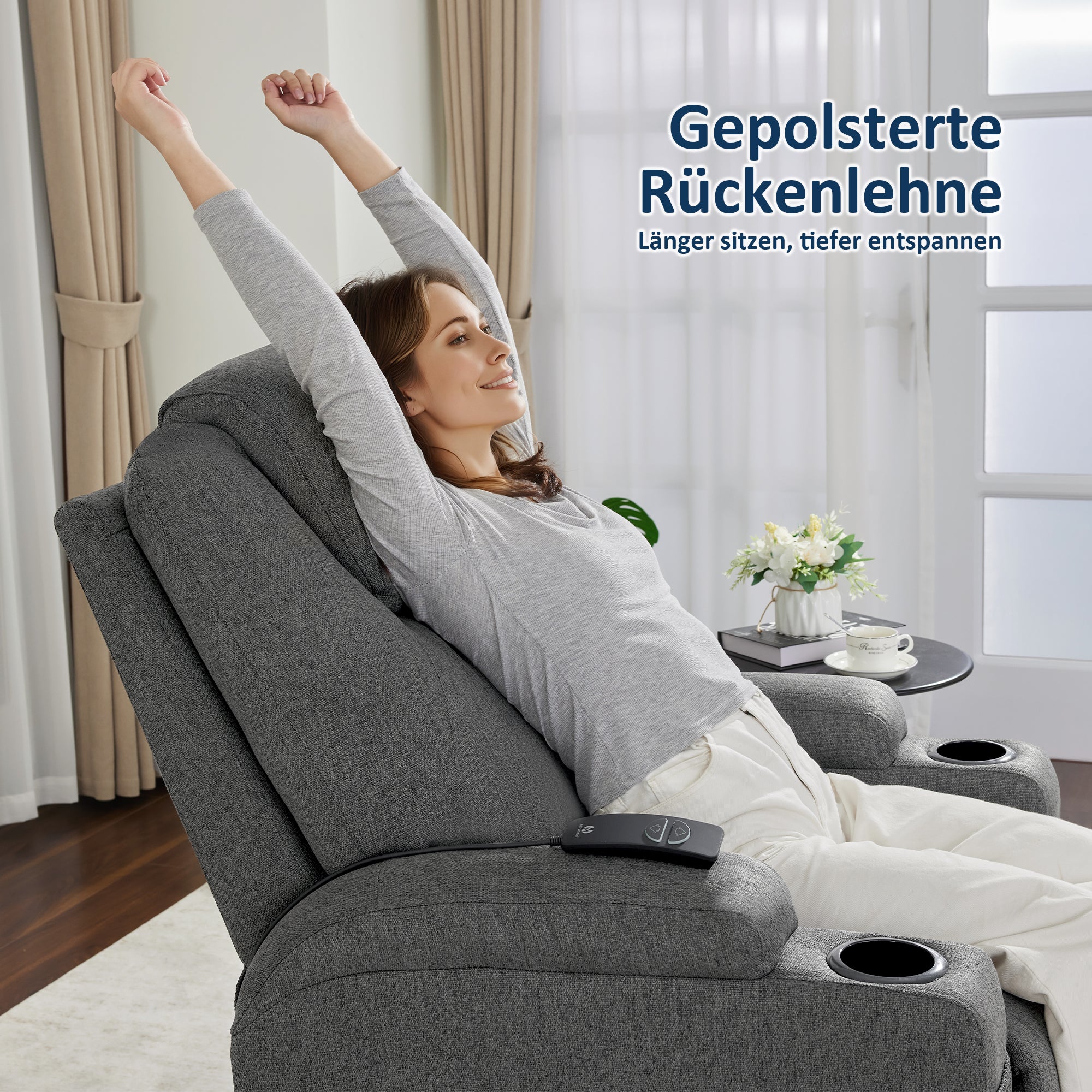 MCombo Poltrona relax elettrica, poltrona massaggiante, poltrona TV, funzione reclinabile, vibrazione, riscaldamento 7061