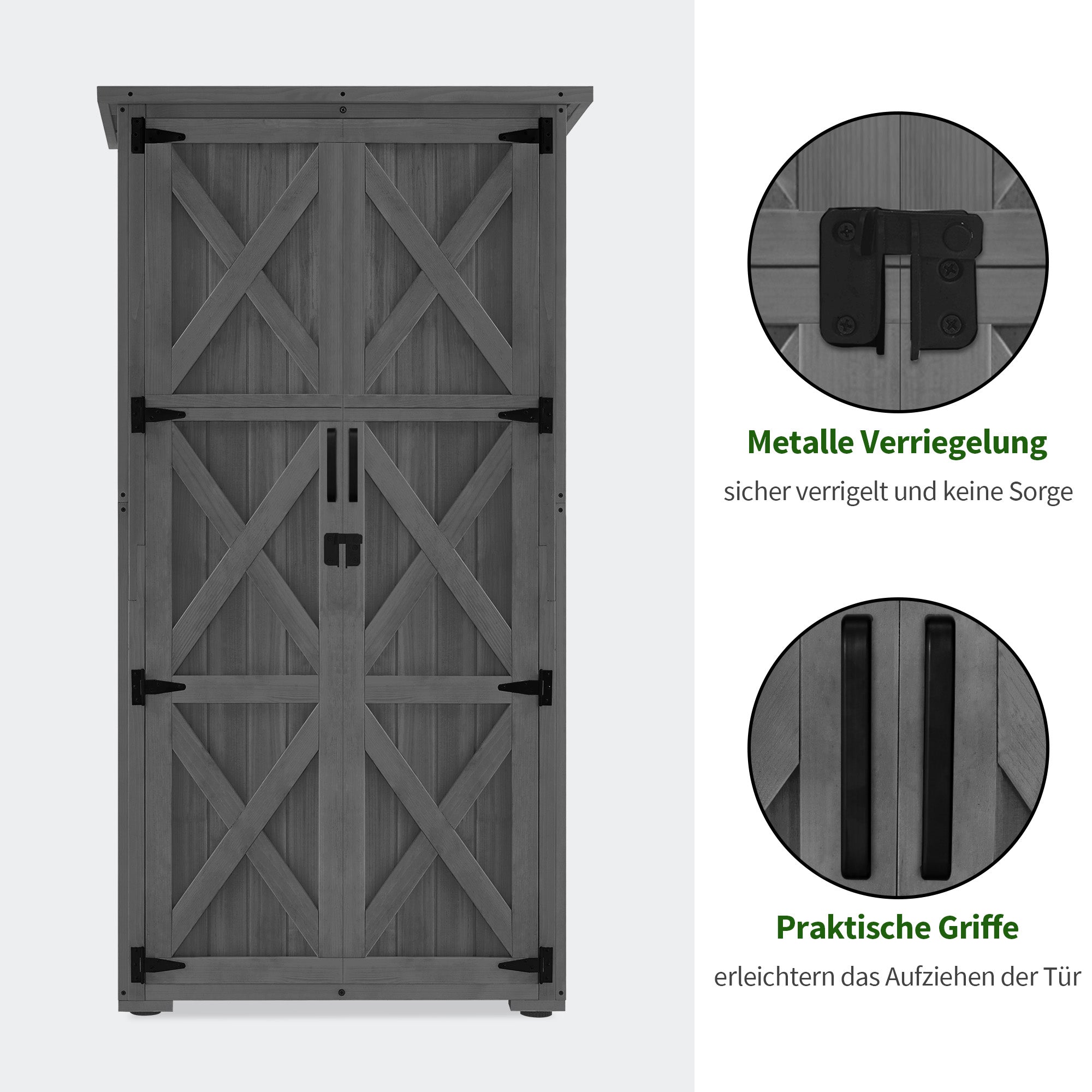 M MCombo Tuinkast Hout, Klein Tuinhuis Weerbestendig, Outdoor Gereedschapsopslag, voor Buiten Balkon Terras, 90×55×169cm, 0878