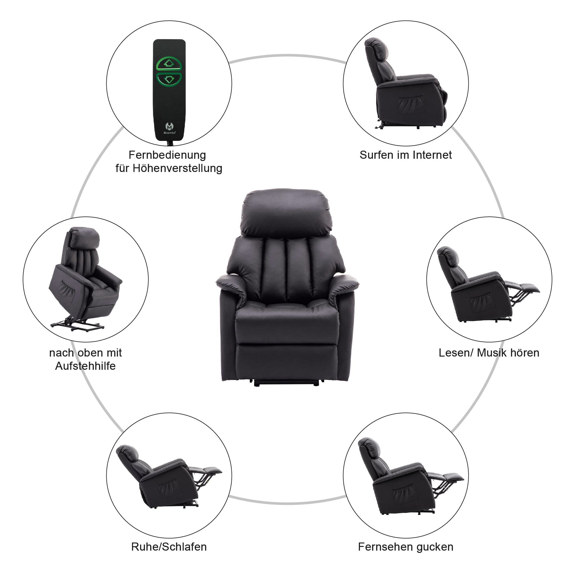 MCombo Poltrona relax elettrica con funzione di sollevamento / Poltrona relax elettrica 7299