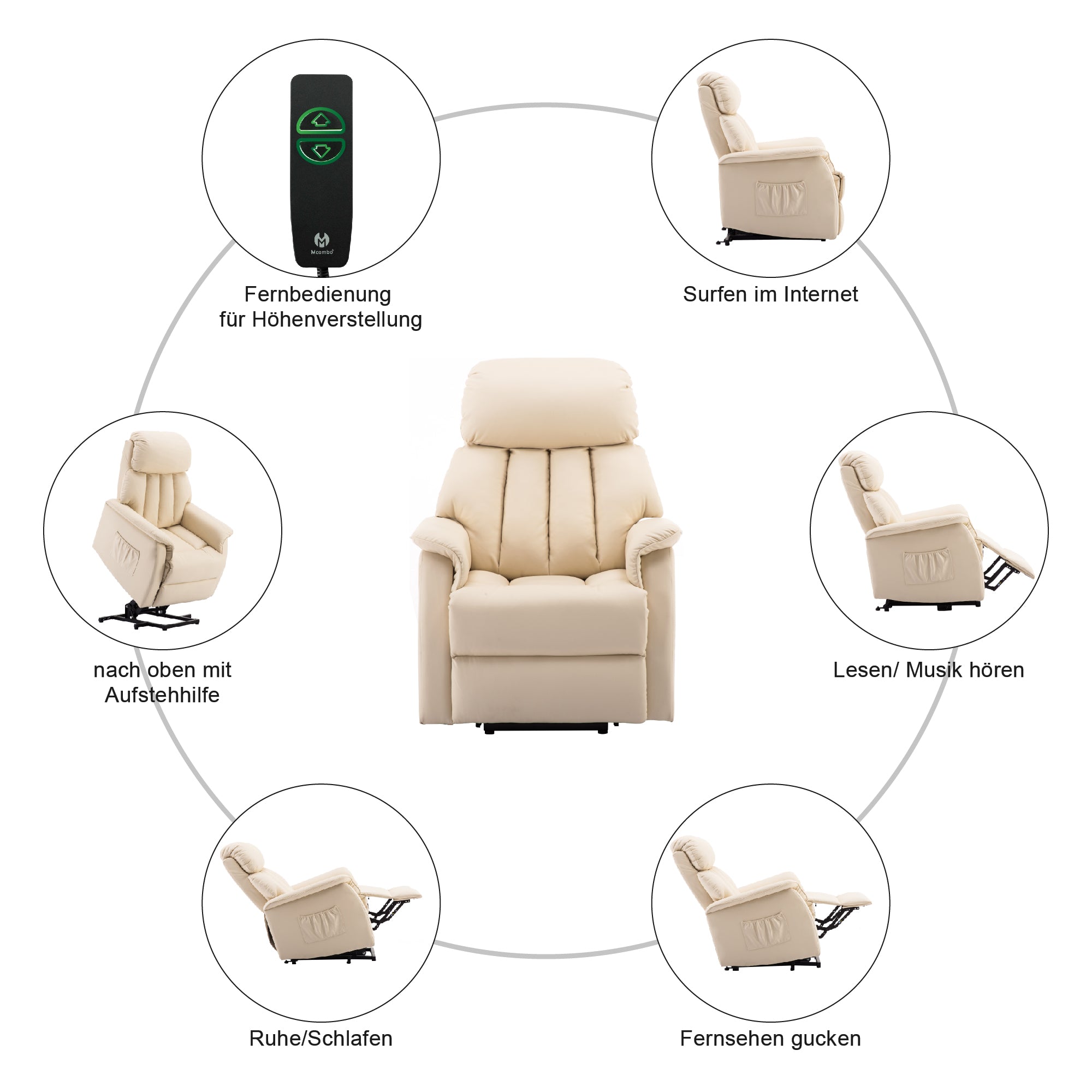 MCombo Poltrona relax elettrica con funzione di sollevamento / Poltrona relax elettrica 7299
