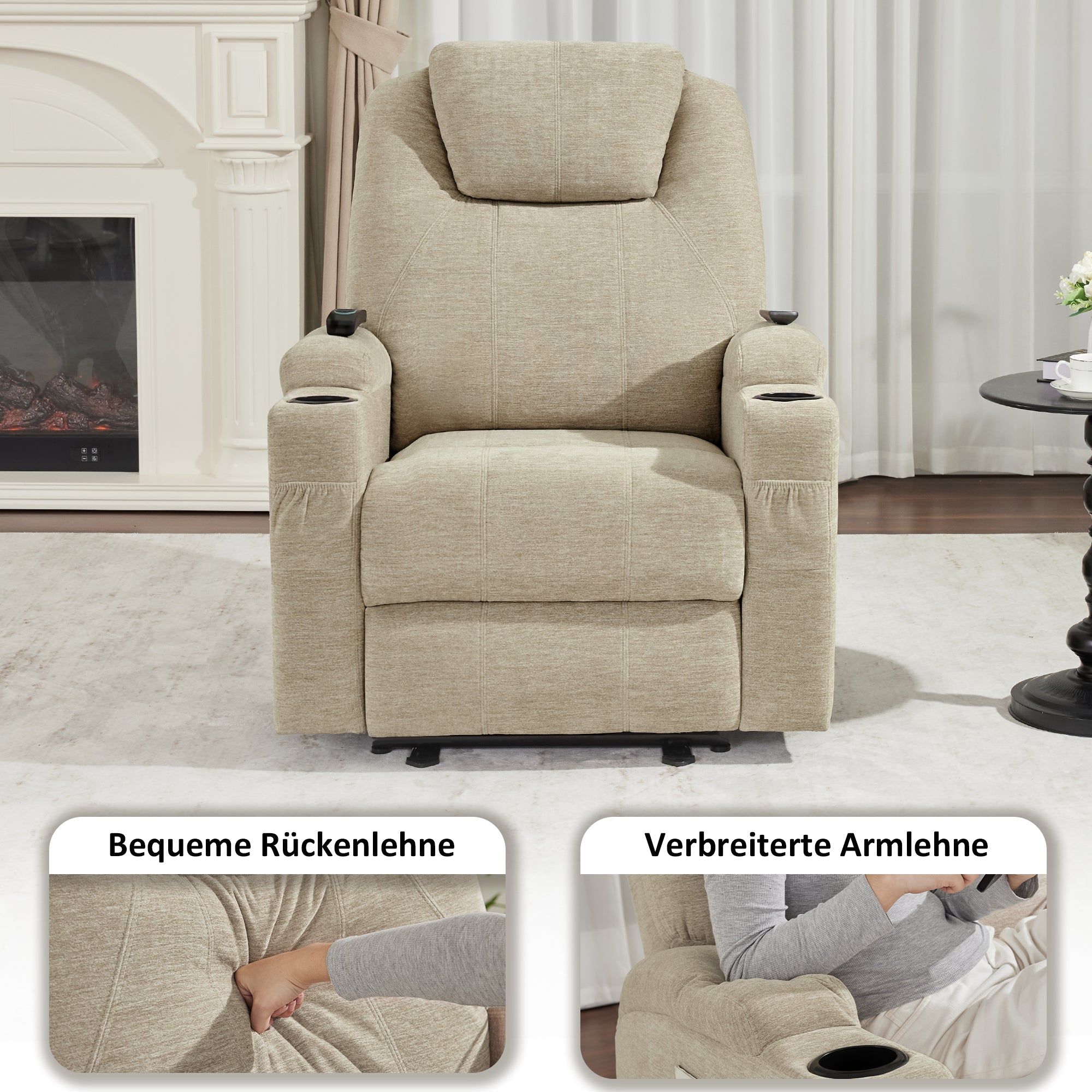 MCombo Poltrona relax elettrica, poltrona massaggiante, poltrona TV, funzione reclinabile, vibrazione, riscaldamento 7061