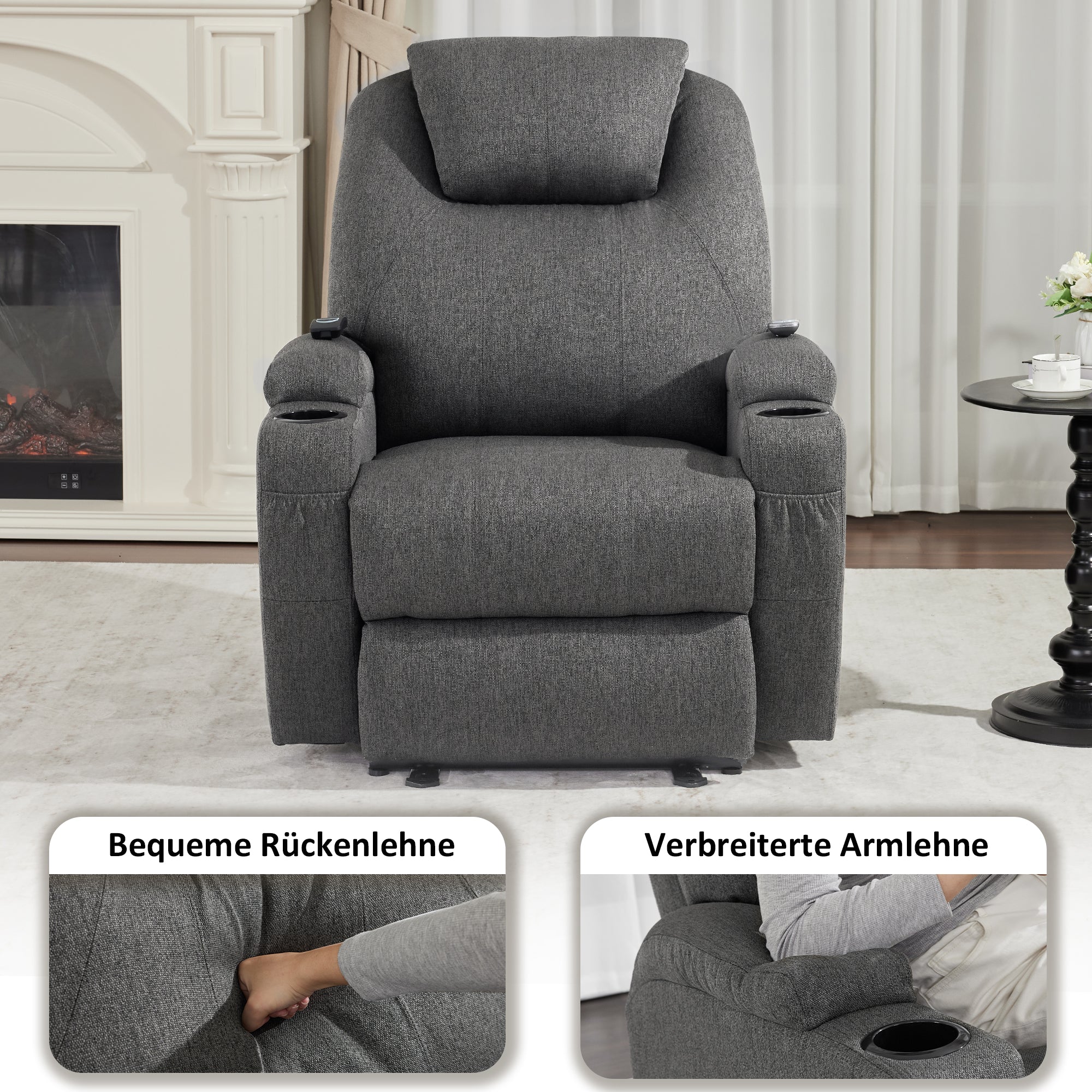 MCombo Poltrona relax elettrica, poltrona massaggiante, poltrona TV, funzione reclinabile, vibrazione, riscaldamento 7061