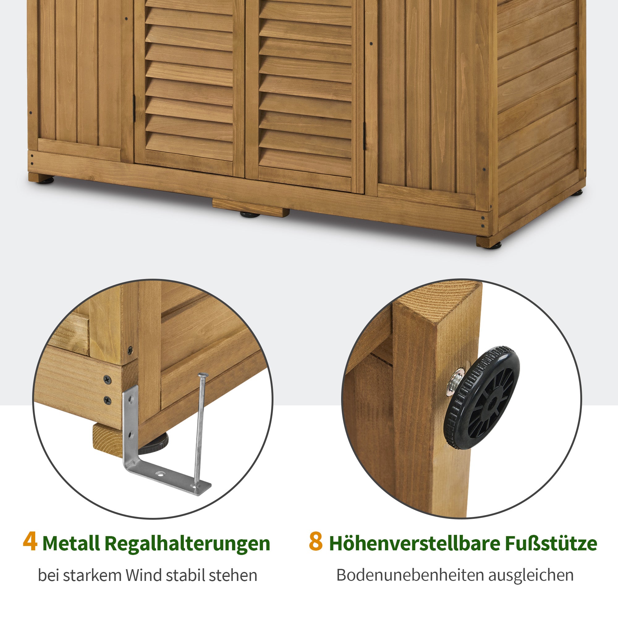 M MCombo Tuinkast Tuinhuis Hout Weerbestendig, Gereedschapskast Houten Kast Buiten Waterdicht Loopbaar, voor Buiten Balkon Terras, Gereedschapshuis met 6 vaste Planken 74×143×200 cm, 1743 (Natuur)