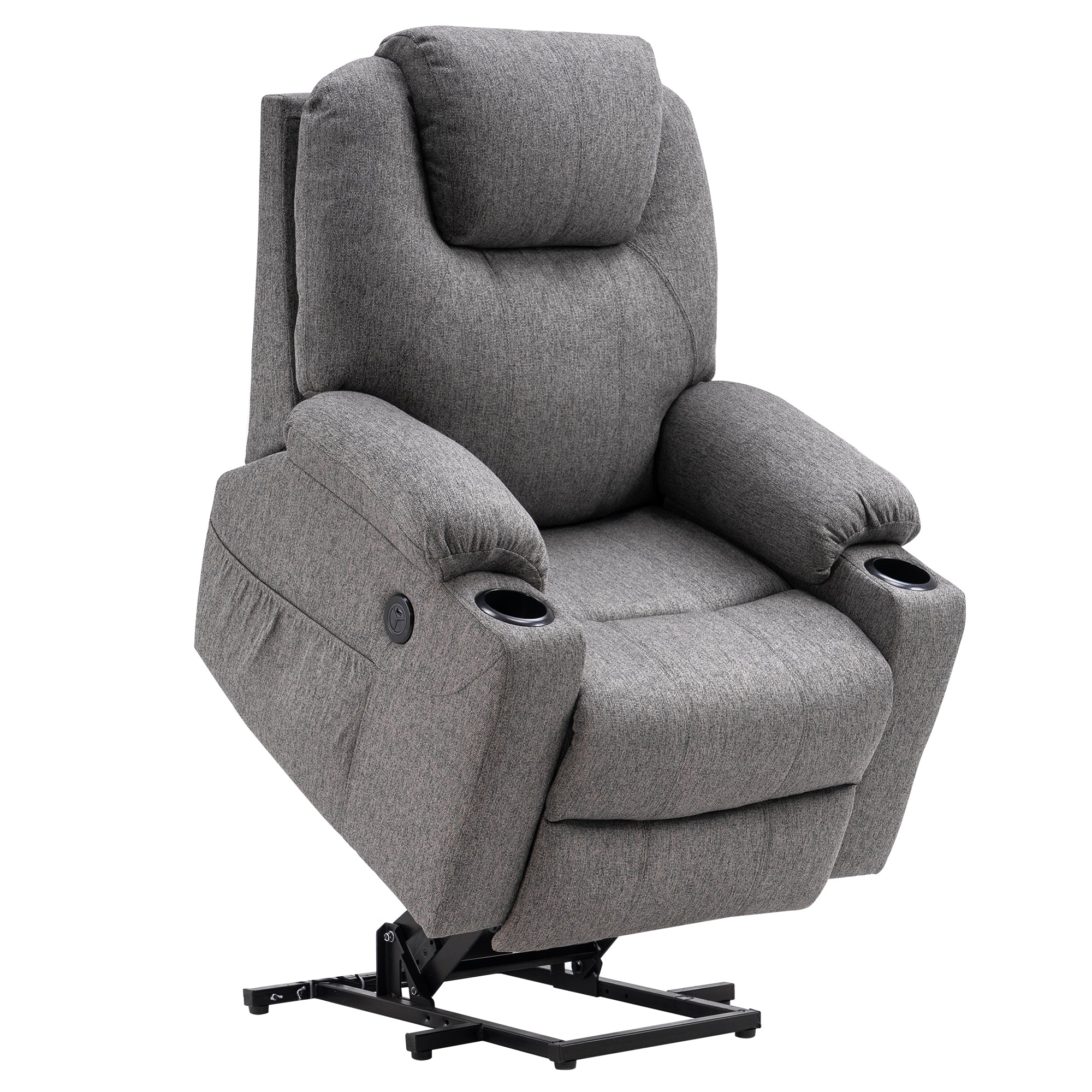 MCombo Poltrona TV elettrica reclinabile con sollevamento assistito, reclinabile fino a 140°, poltrona massaggiante con funzione riscaldante, regolabile tramite pulsanti e telecomando, con porta USB, 7040