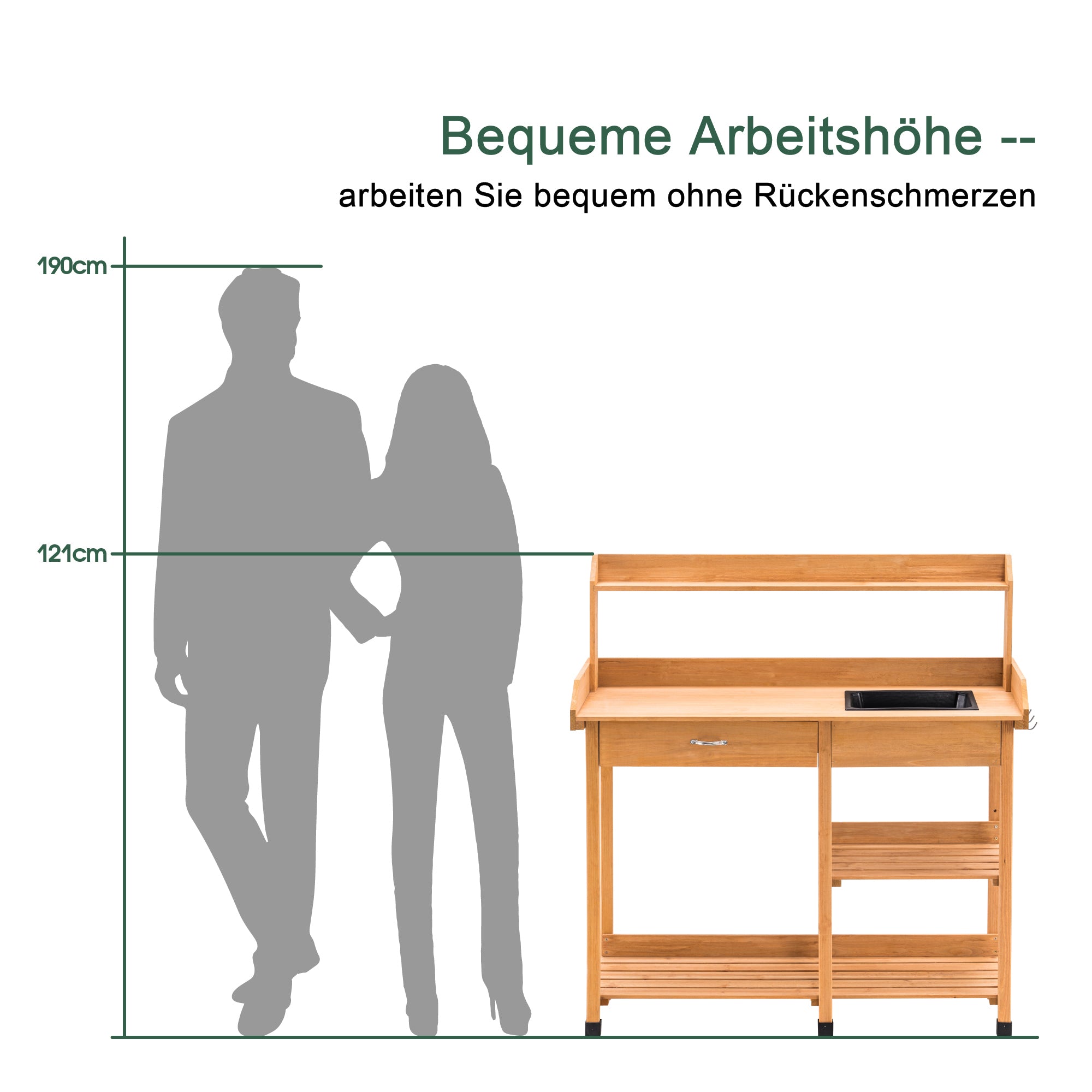 MCombo Planten tafel Tuin tafel Bloem tafel met Wasbak Opbergruimte Hout 0458