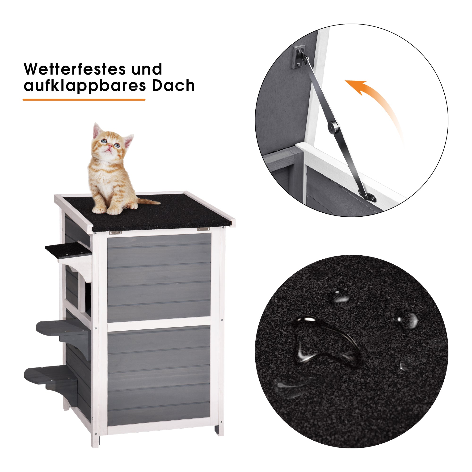Lovupet kattenhuis kattenvilla kattenhut 2 verdiepingen weerbestendig 0508EY