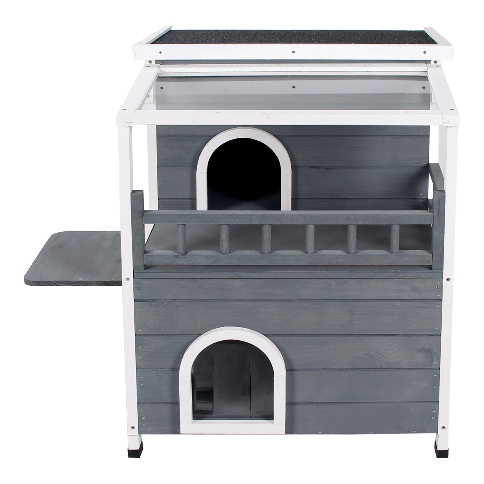 Lovupet kattenhuis kattenvilla kattenhut 2 verdiepingen met terrasdak 0509EY