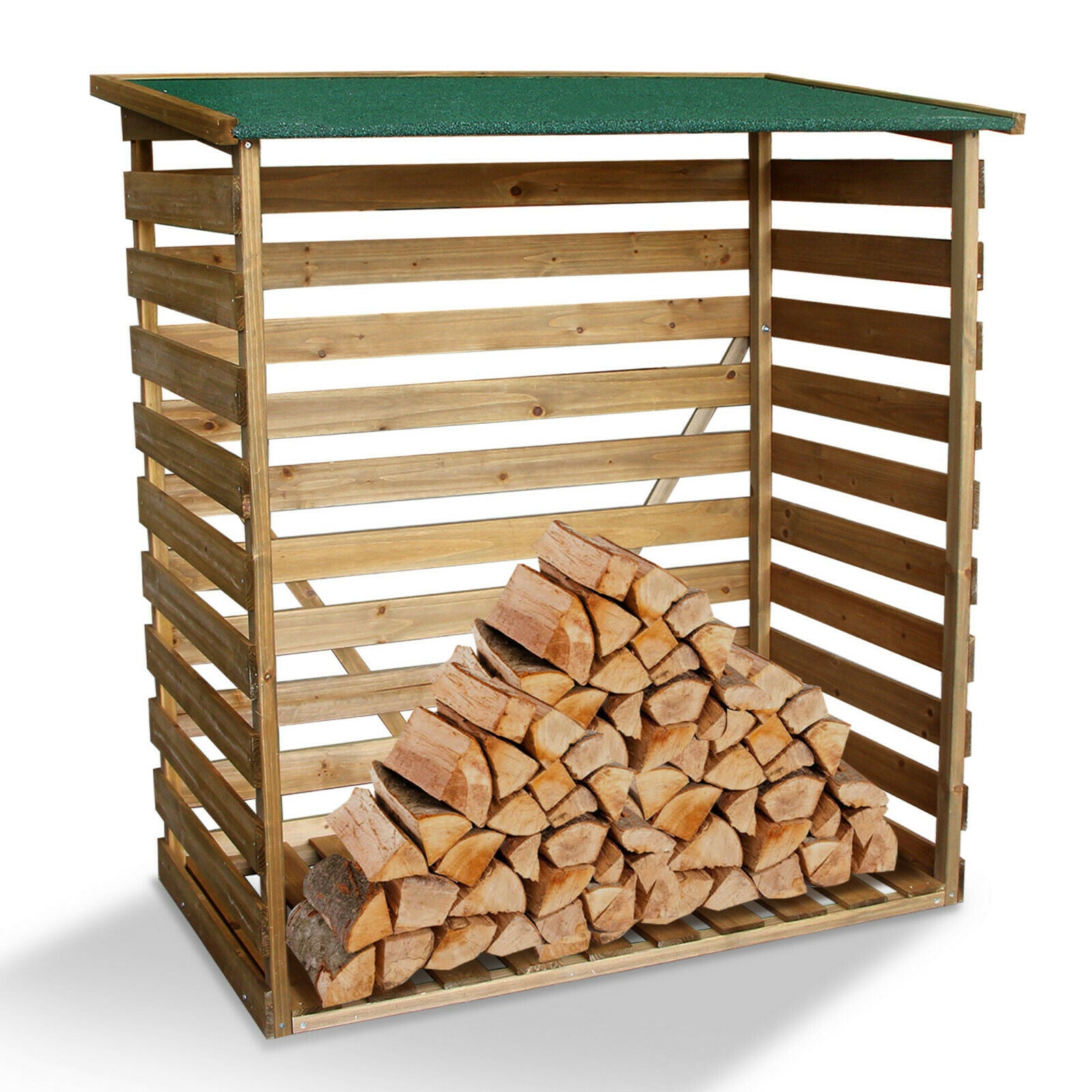 M MCombo Houten Rek, Buiten Haardhout Rek met Achterwand, Houten Onderstand met Waterdichte Dekking, 1202/1200/1213