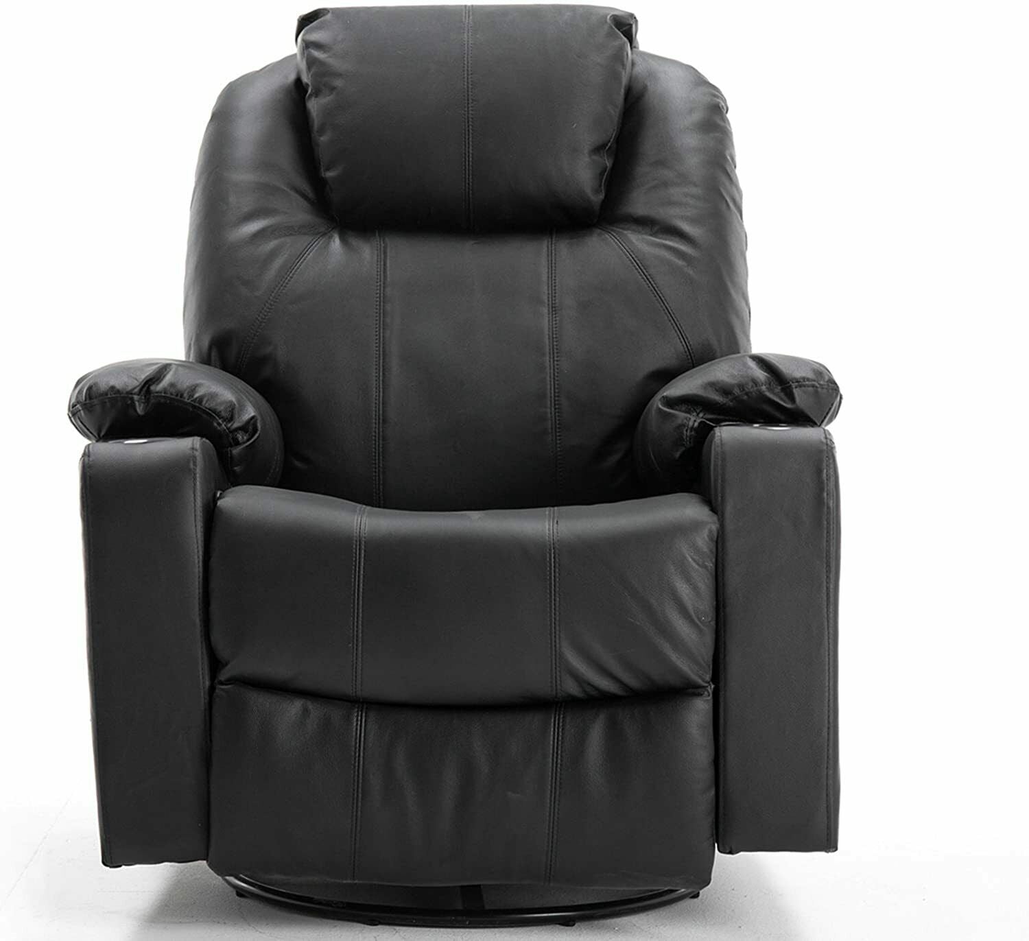 MCombo Poltrona relax con massaggio – Girevole e a dondolo, regolazione manuale, vera pelle – 7050