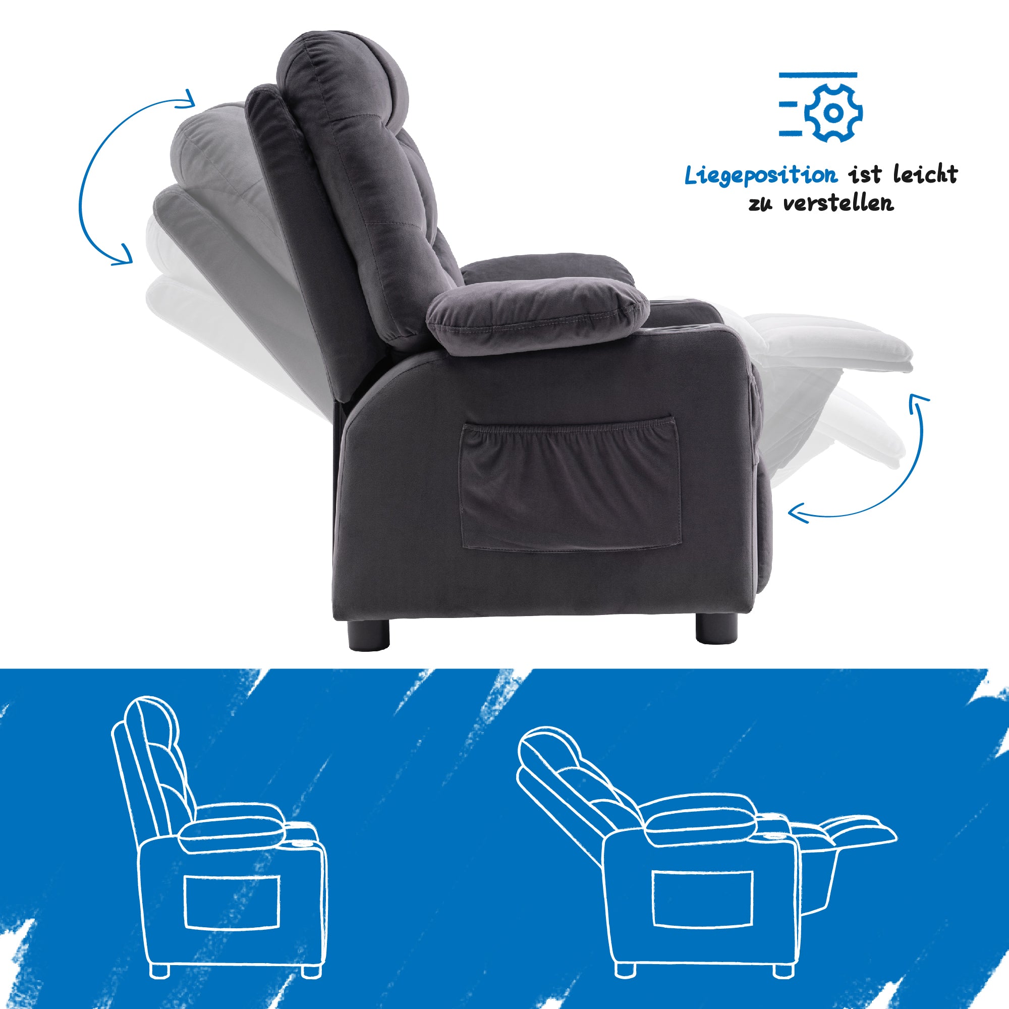 MCombo Kinderstoel Jeugd- en Kindersofa Kindersessel met Ligfunctie 7355