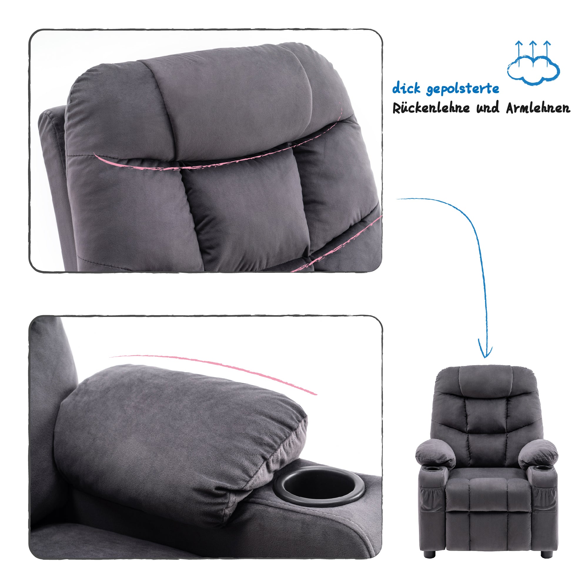 MCombo Kinderstoel Jeugd- en Kindersofa Kindersessel met Ligfunctie 7355