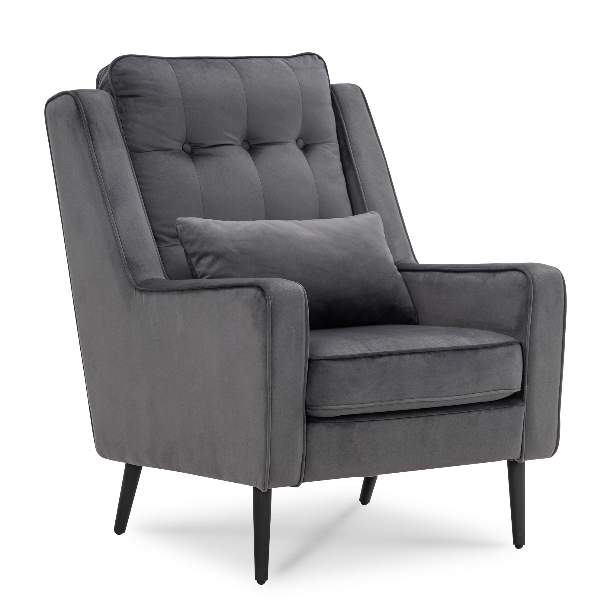 MCombo Poltrona "wingback" rivestita in velluto per il soggiorno; dotata di braccioli, cuscino e gambe in metallo; cuscino della seduta rimovibile; poltrona relax in stile Chesterfield; portata massima: 120 kg; modello 7277