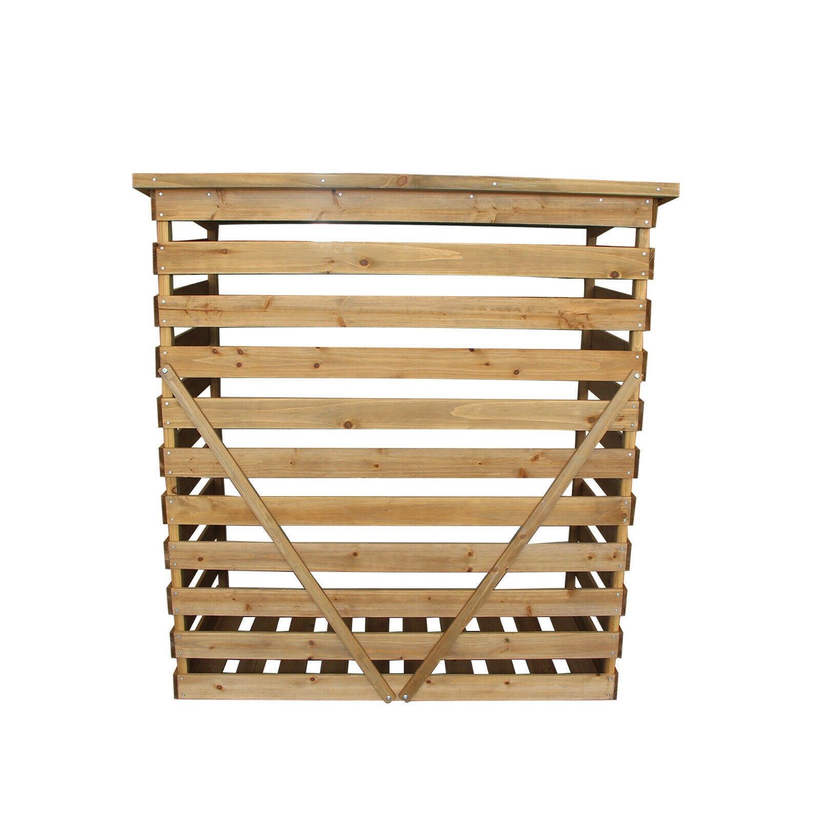 M MCombo Houten Rek, Buiten Haardhout Rek met Achterwand, Houten Onderstand met Waterdichte Dekking, 1202/1200/1213