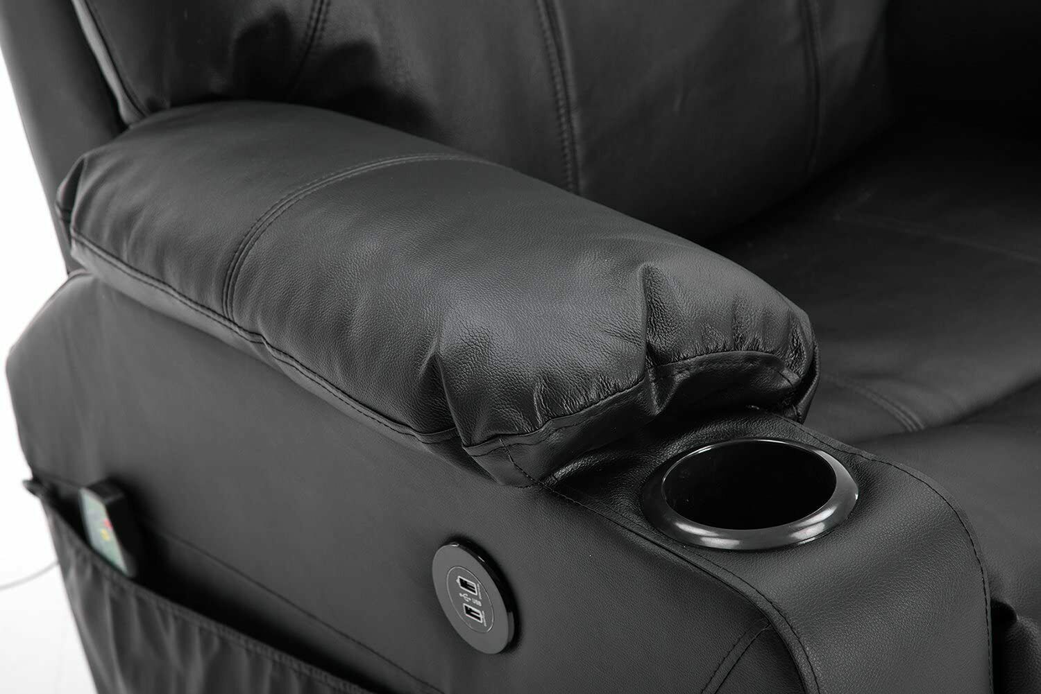 MCombo Poltrona relax con massaggio – Girevole e a dondolo, regolazione manuale, vera pelle – 7050