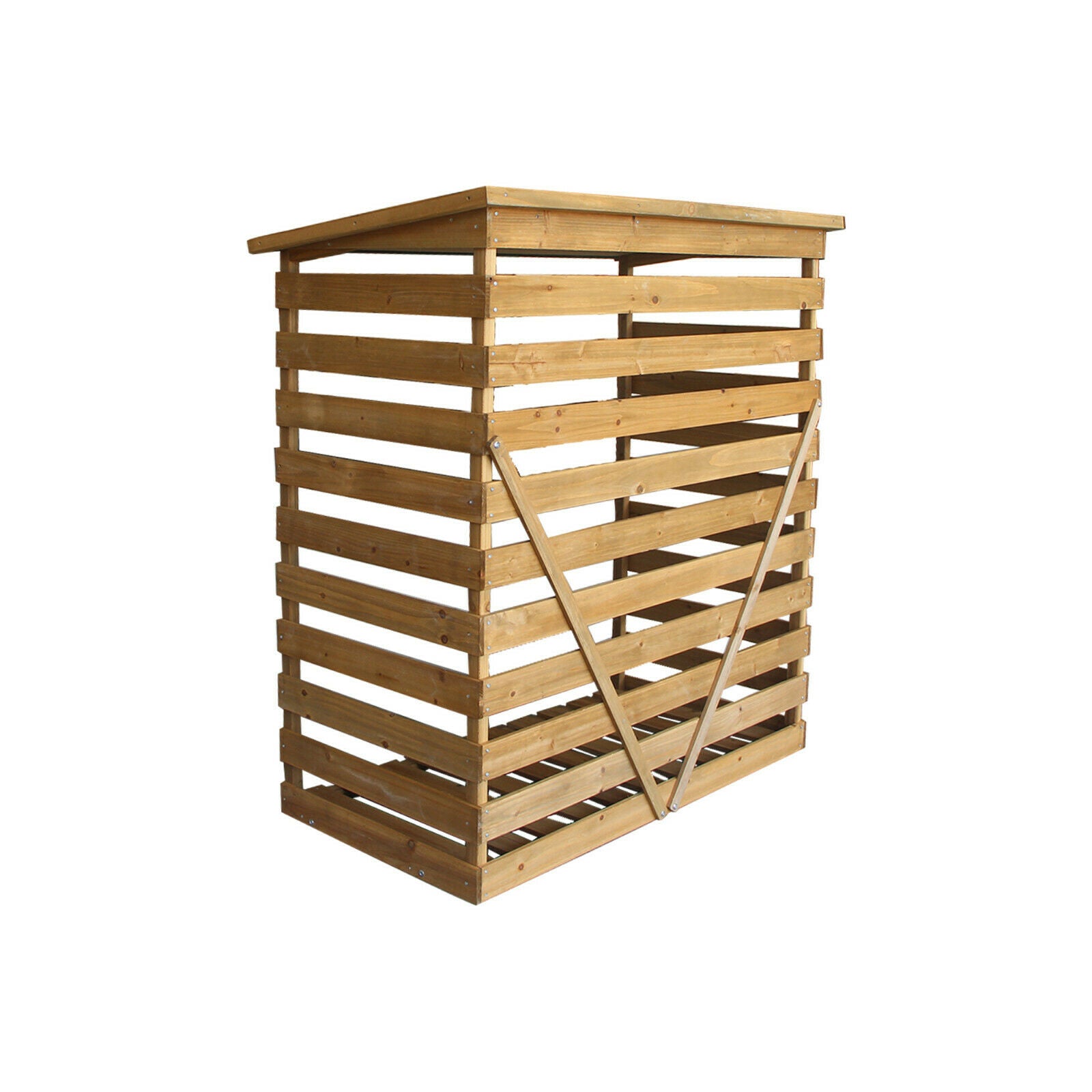 M MCombo Houten Rek, Buiten Haardhout Rek met Achterwand, Houten Onderstand met Waterdichte Dekking, 1202/1200/1213