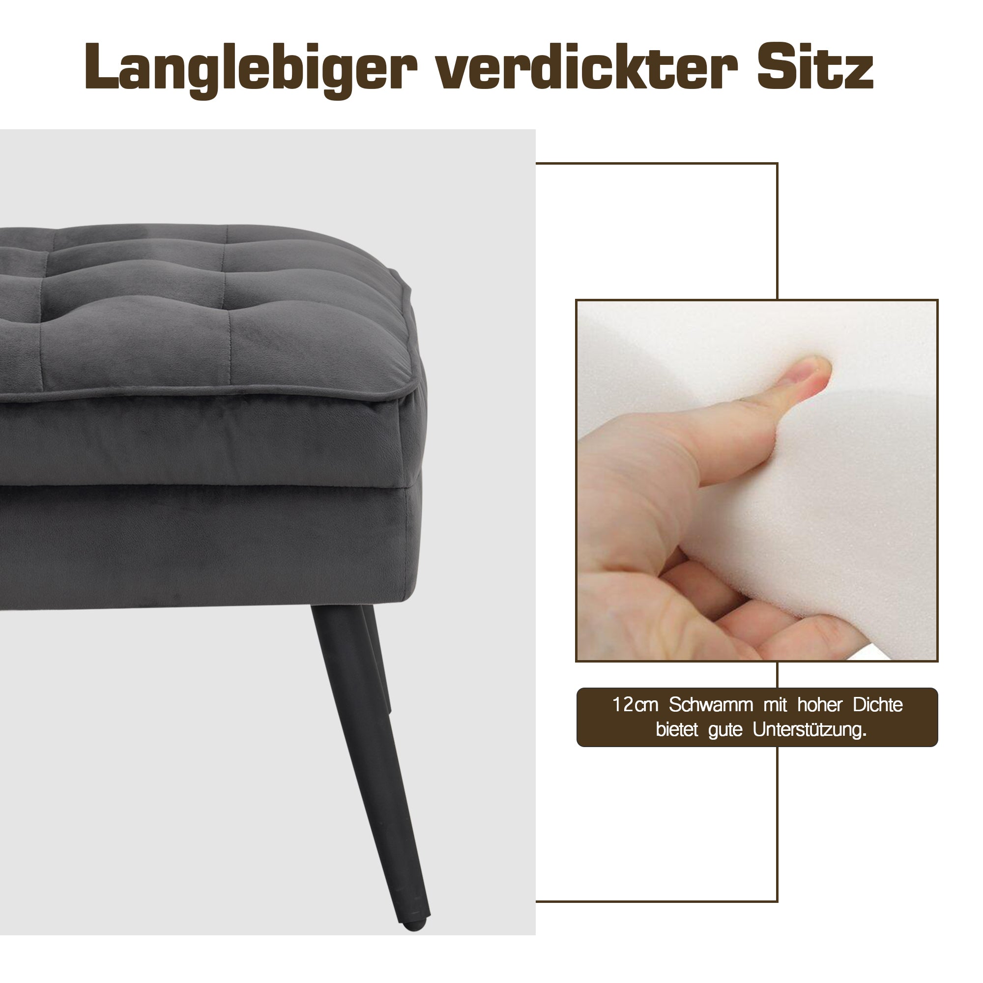 MCombo Poltrona "wingback" rivestita in velluto per il soggiorno; dotata di braccioli, cuscino e gambe in metallo; cuscino della seduta rimovibile; poltrona relax in stile Chesterfield; portata massima: 120 kg; modello 7277