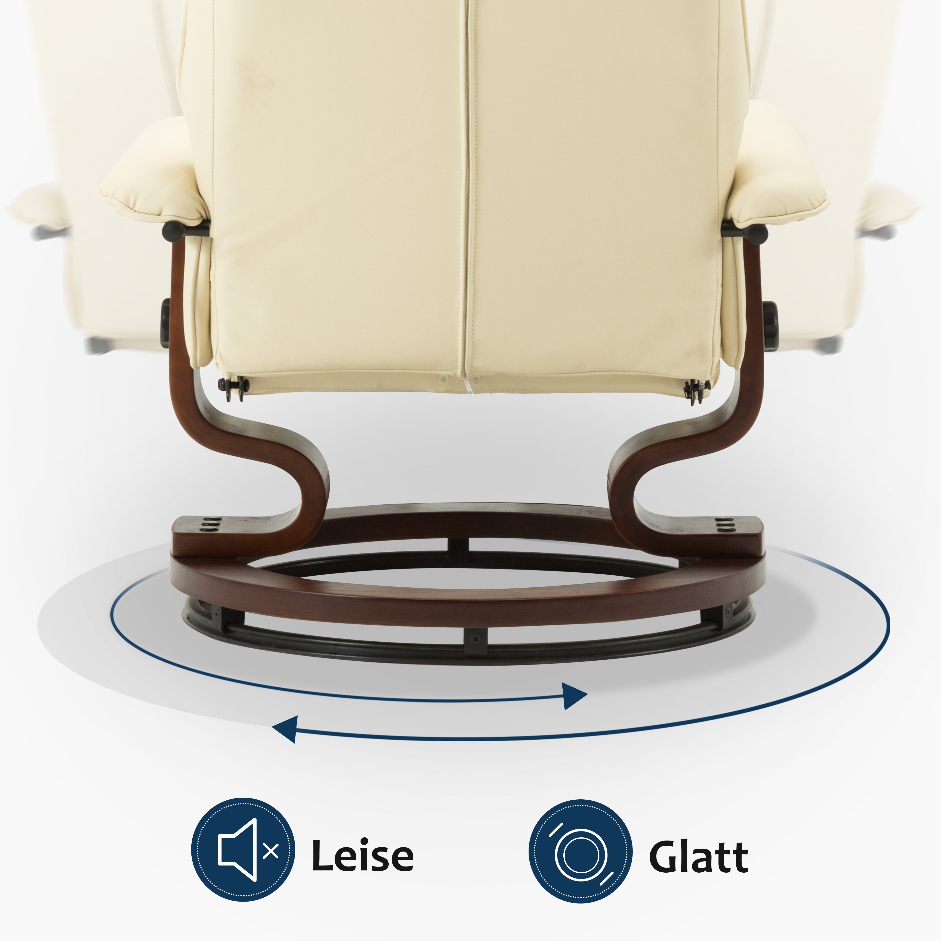 MCombo Poltrona relax con poggiapiedi, poltrona TV girevole a 360° con funzione reclinabile, poltrona TV con portata massima di 120 kg, moderna poltrona lounge per soggiorno, 9019