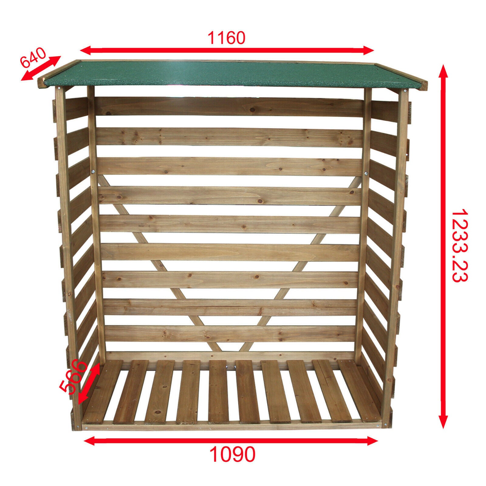M MCombo Houten Rek, Buiten Haardhout Rek met Achterwand, Houten Onderstand met Waterdichte Dekking, 1202/1200/1213