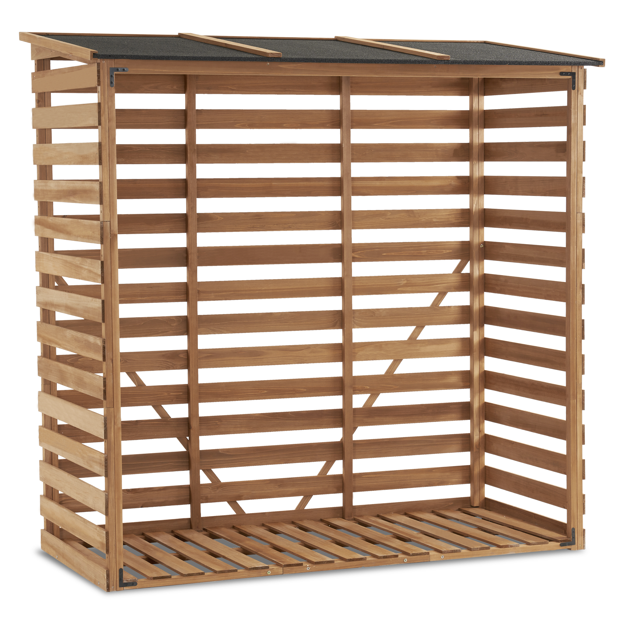 M MCombo Houten Rek, Buiten Haardhout Rek met Achterwand, Houten Onderstand met Waterdichte Dekking, 1202/1200/1213