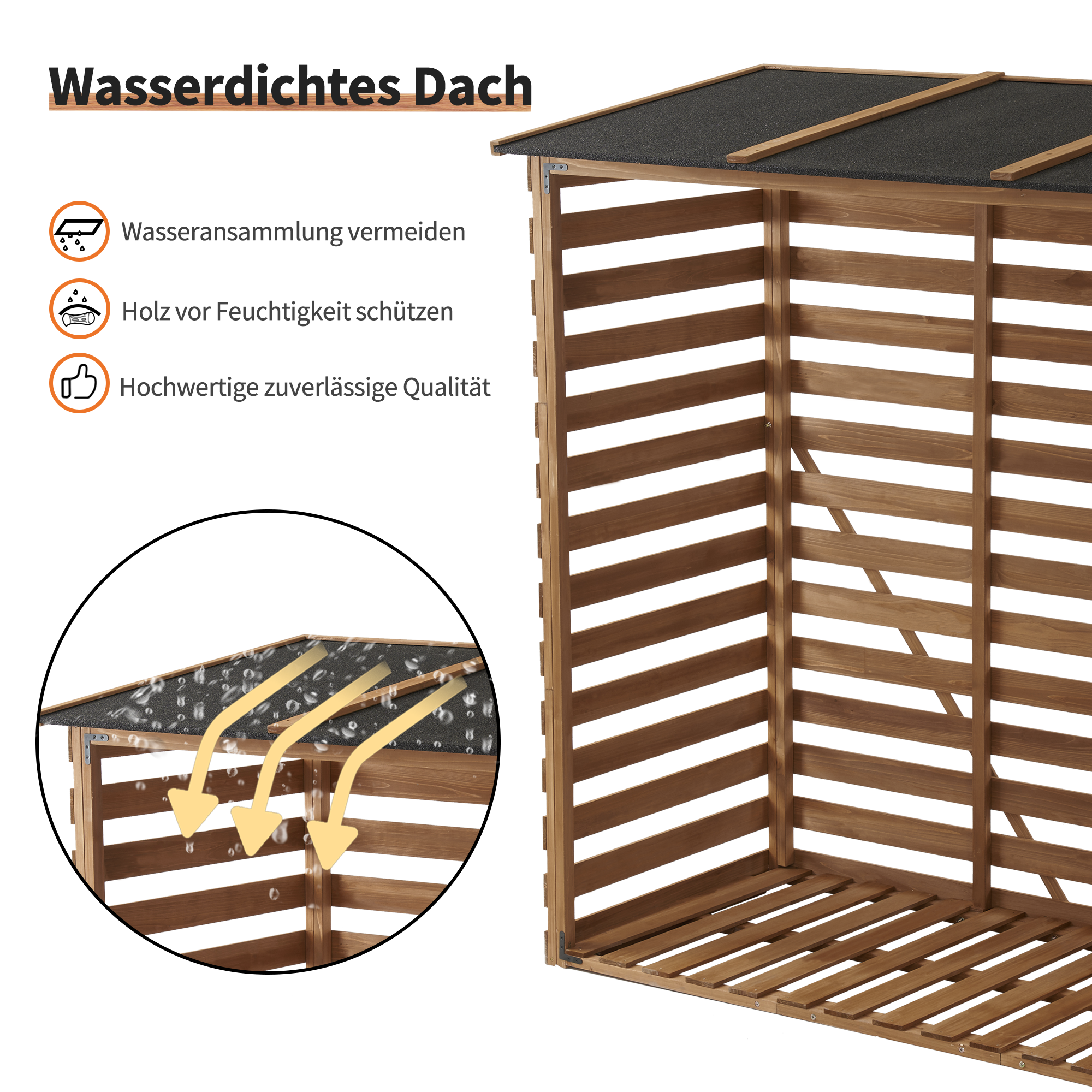 M MCombo Houten Rek, Buiten Haardhout Rek met Achterwand, Houten Onderstand met Waterdichte Dekking, 1202/1200/1213