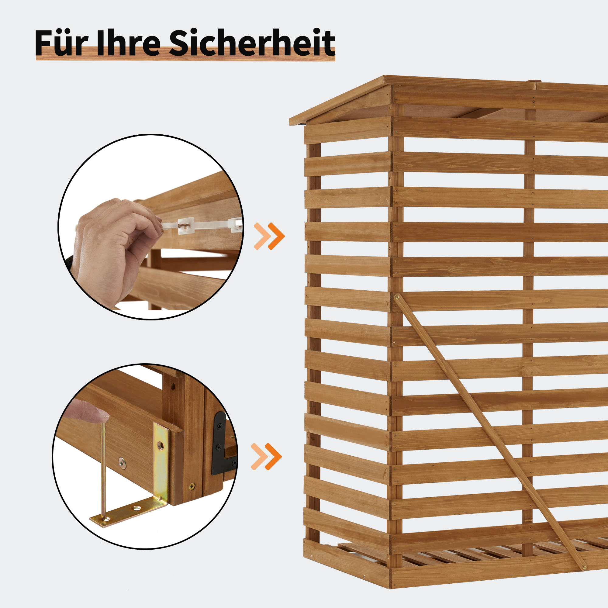 M MCombo Houten Rek, Buiten Haardhout Rek met Achterwand, Houten Onderstand met Waterdichte Dekking, 1202/1200/1213