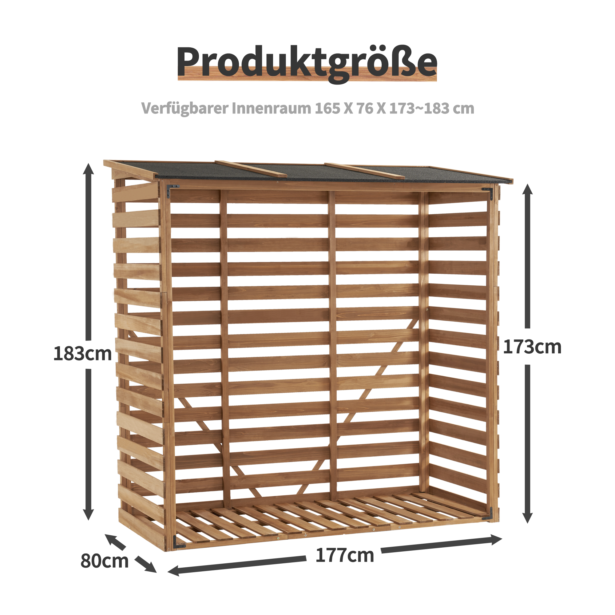 M MCombo Houten Rek, Buiten Haardhout Rek met Achterwand, Houten Onderstand met Waterdichte Dekking, 1202/1200/1213