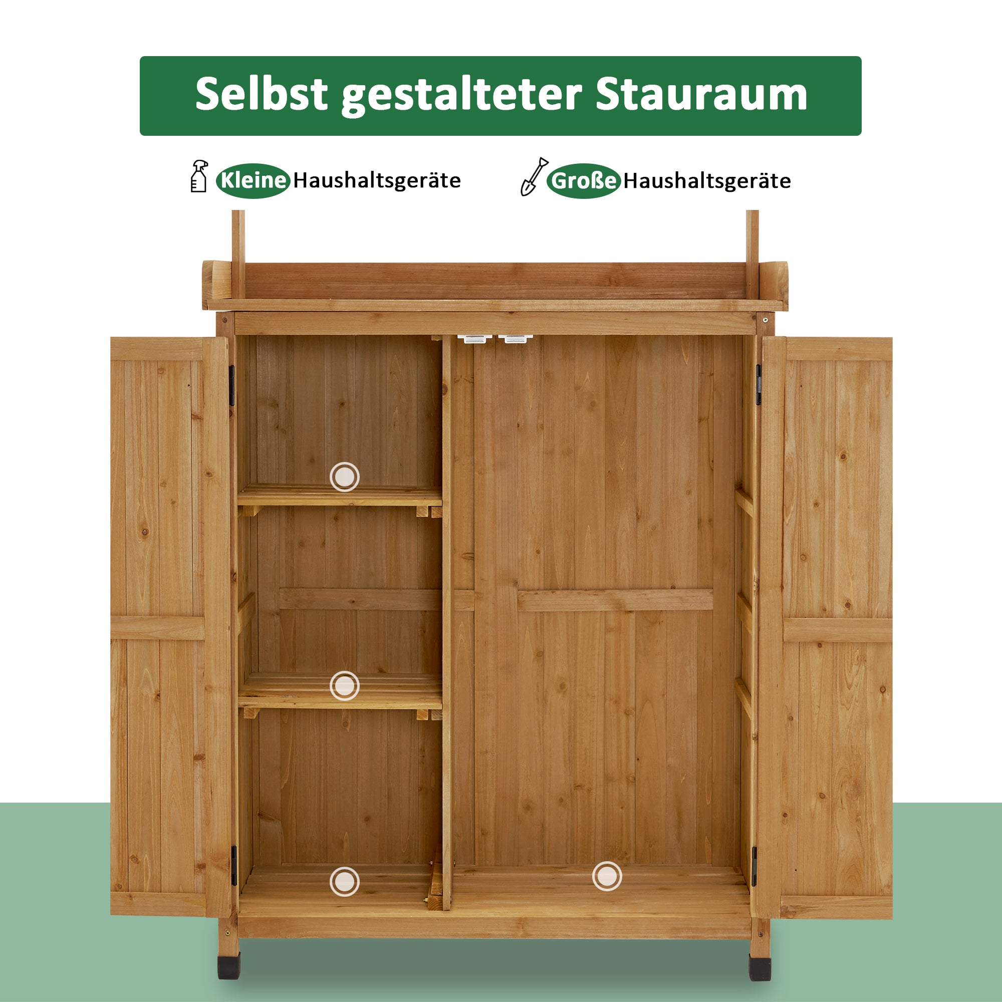 MCombo Banco da giardinaggio in legno per esterni resistente alle intemperie – tavolo per piante e fiori con piano di lavoro – per giardino, balcone e patio – Naturale – 0439