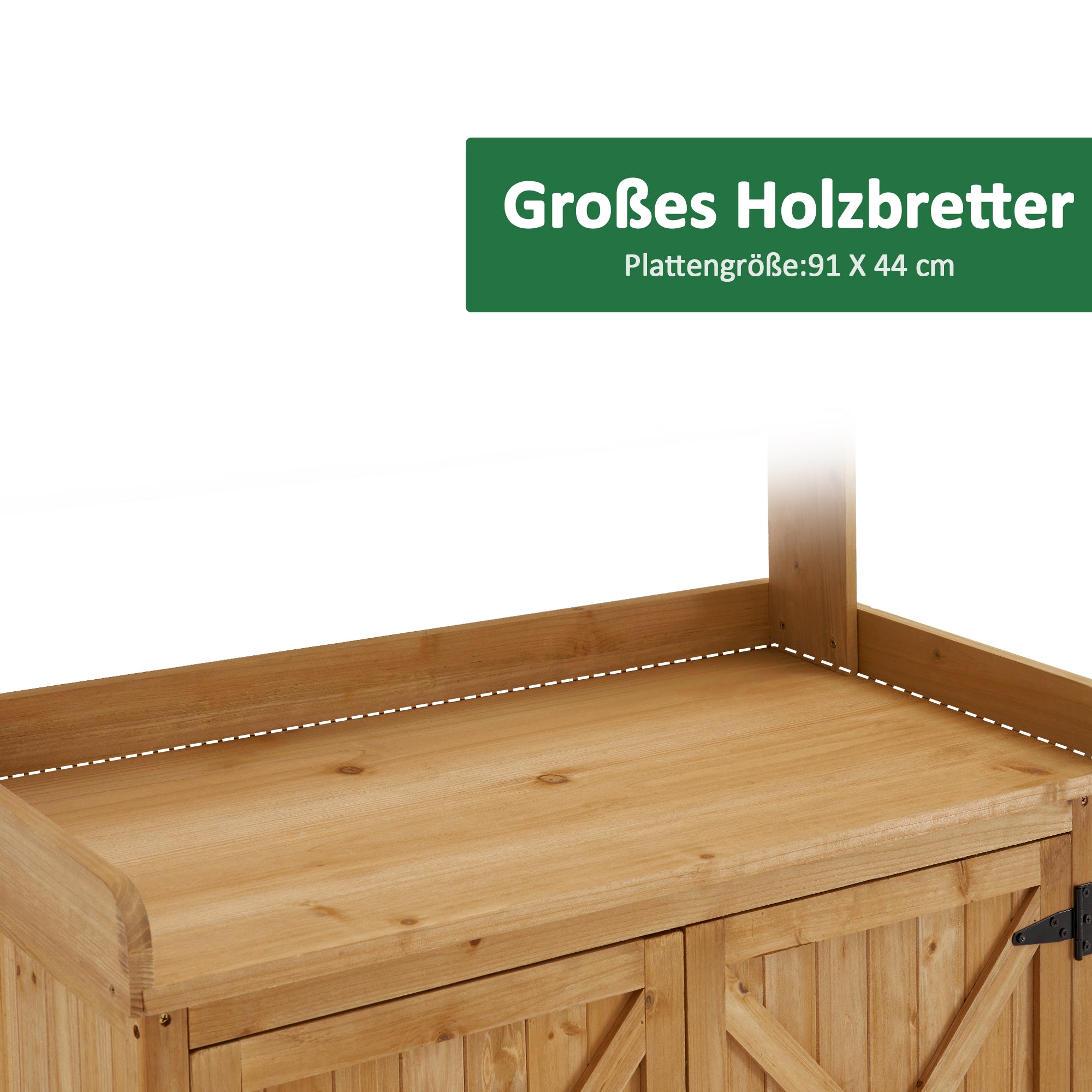 MCombo Banco da giardinaggio in legno per esterni resistente alle intemperie – tavolo per piante e fiori con piano di lavoro – per giardino, balcone e patio – Naturale – 0439