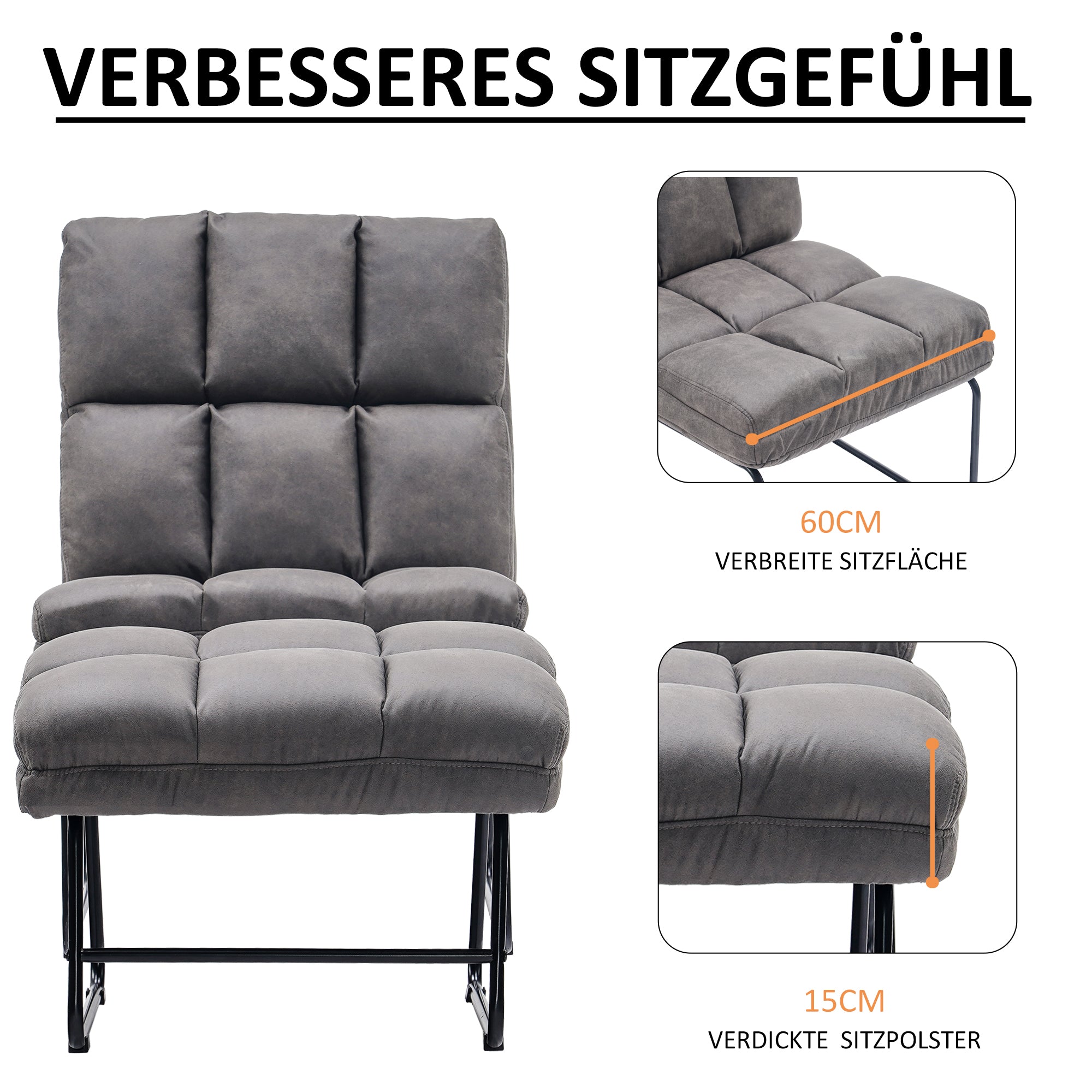 MCombo Poltrona con poggiapiedi, reclinabile per soggiorno, poltrona TV moderna, poltrona relax, in microfibra/velluto, 0016/0014