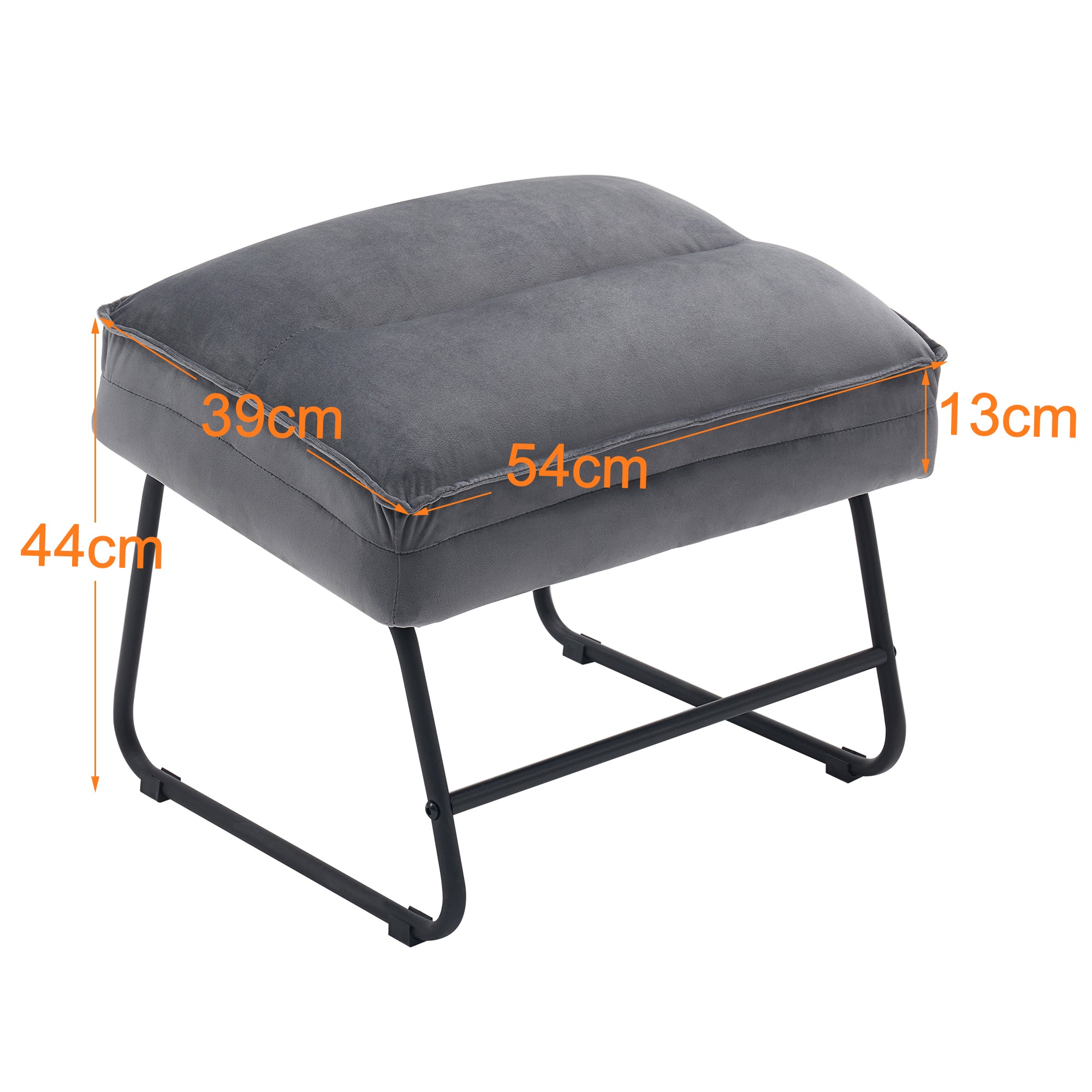 MCombo Poltrona reclinabile grigia con poggiapiedi, comoda poltrona imbottita, poltrona moderna per soggiorno, velluto, 4750DE