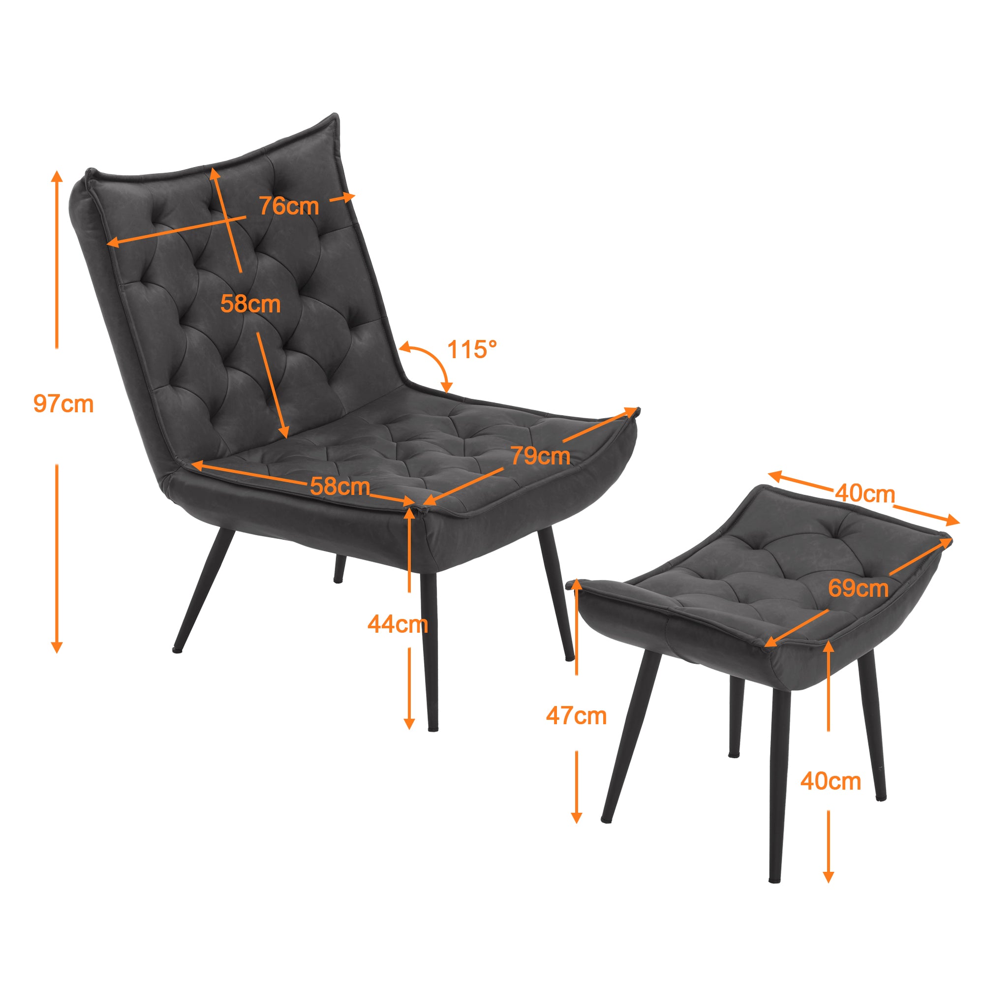 MCombo Poltrona relax / Poltrona TV / Poltrona (microfibra) 4778, 4779 – con / senza poggiapiedi