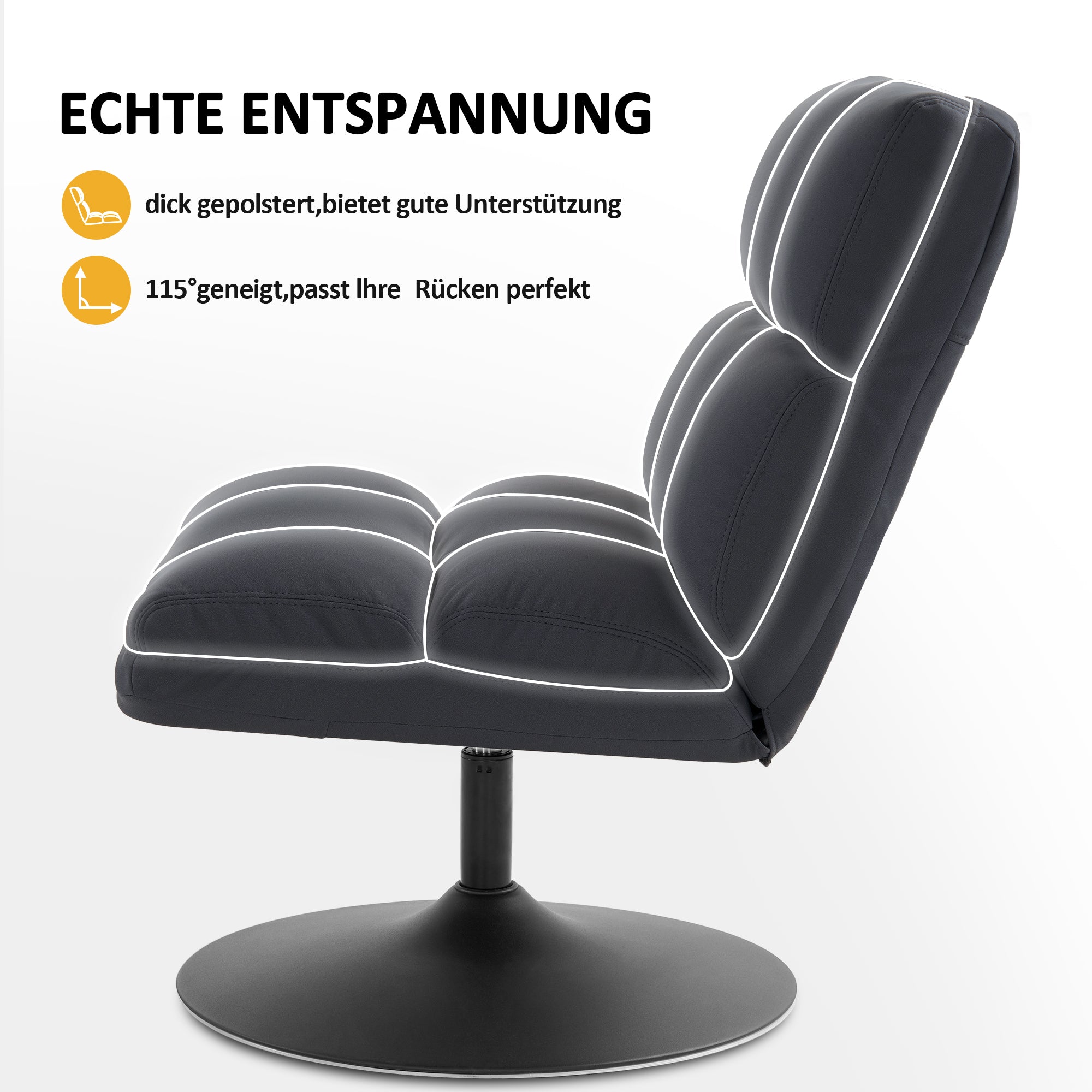 MCombo Poltrona girevole moderna – poltroncina cocktail, poltrona lounge, poltrona relax, poltrona club per soggiorno e camera da letto – tessuto in microfibra, 4812